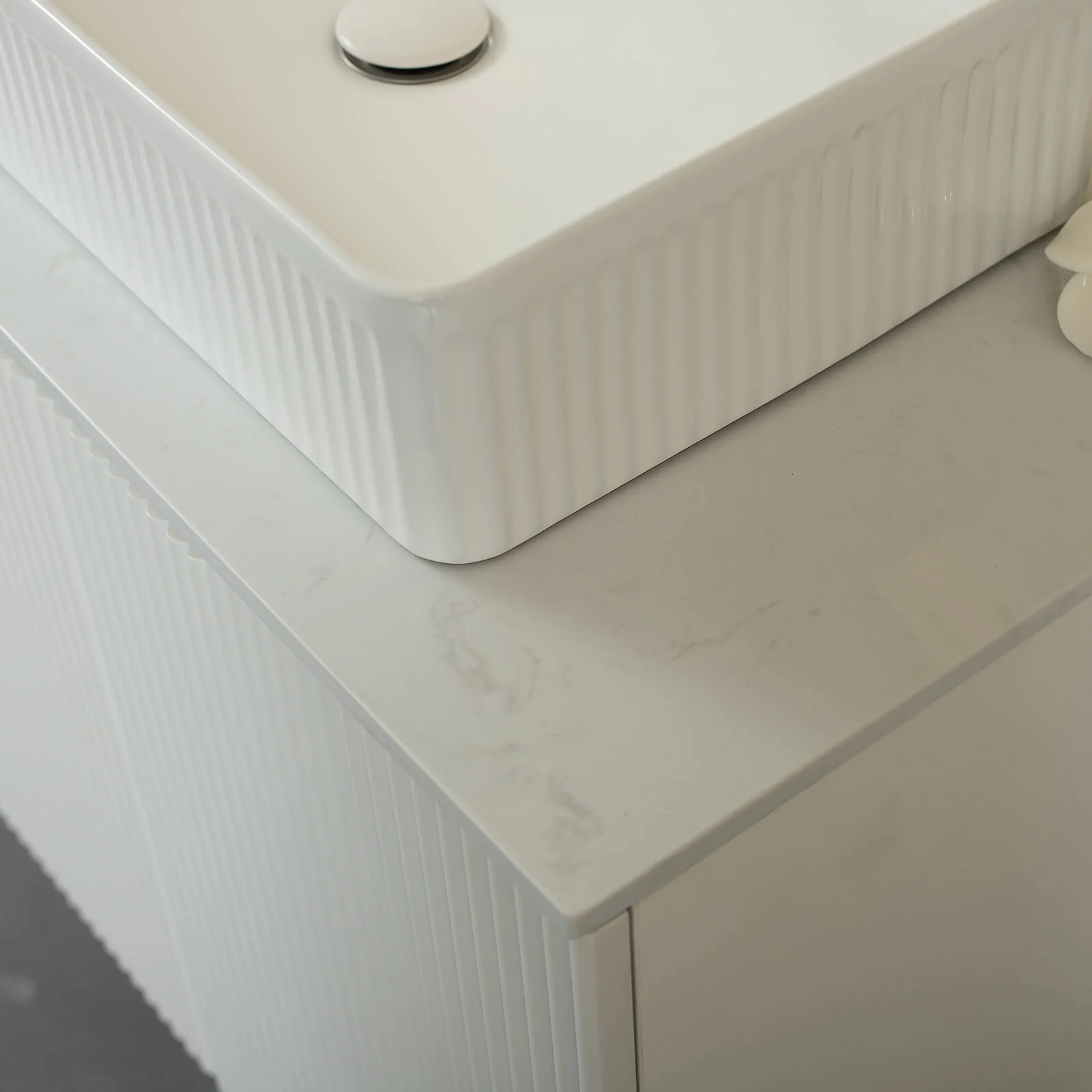 30" White Fluted Design Freestanding Bathroom Vanity - Image 6