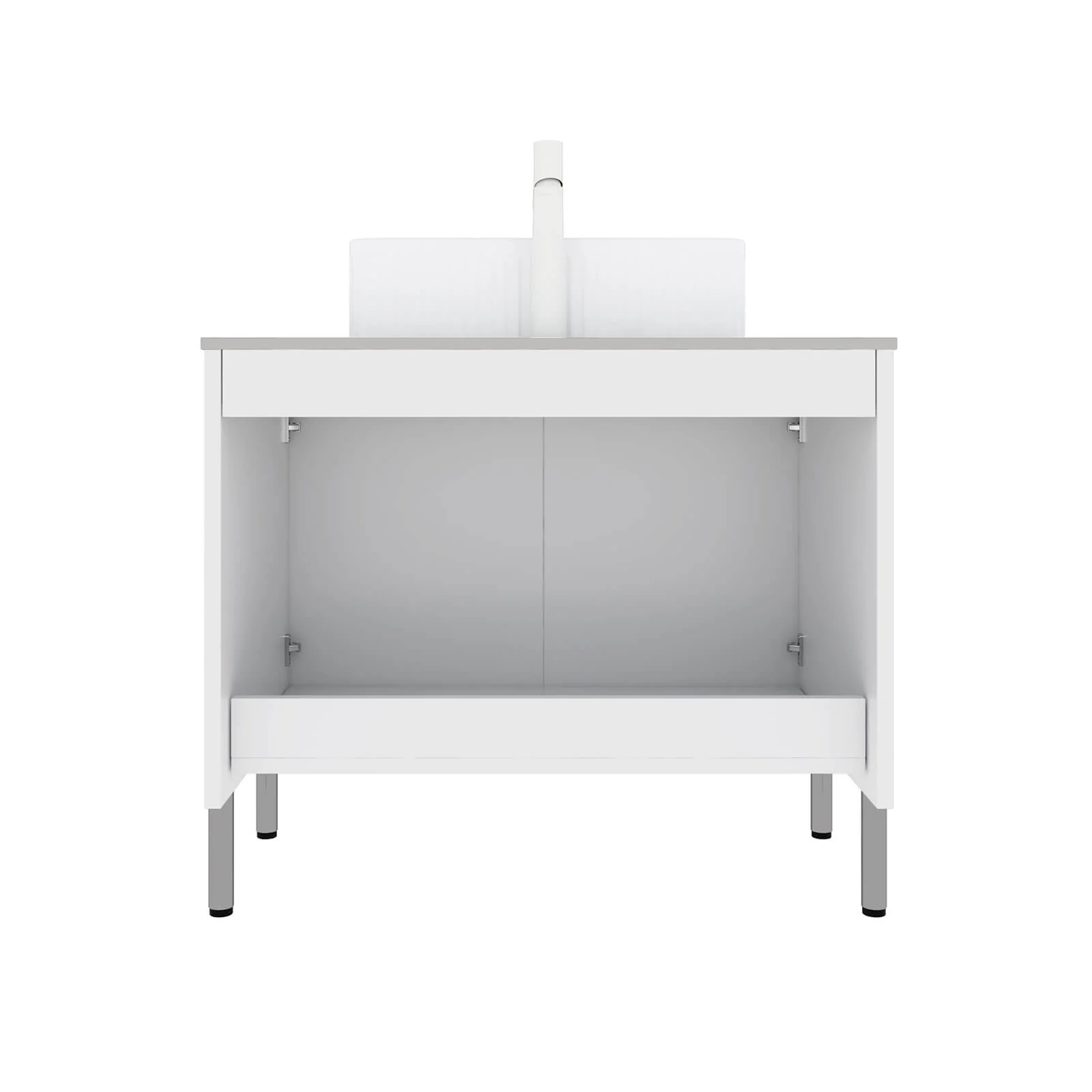 30" White Fluted Design Freestanding Bathroom Vanity - Image 8