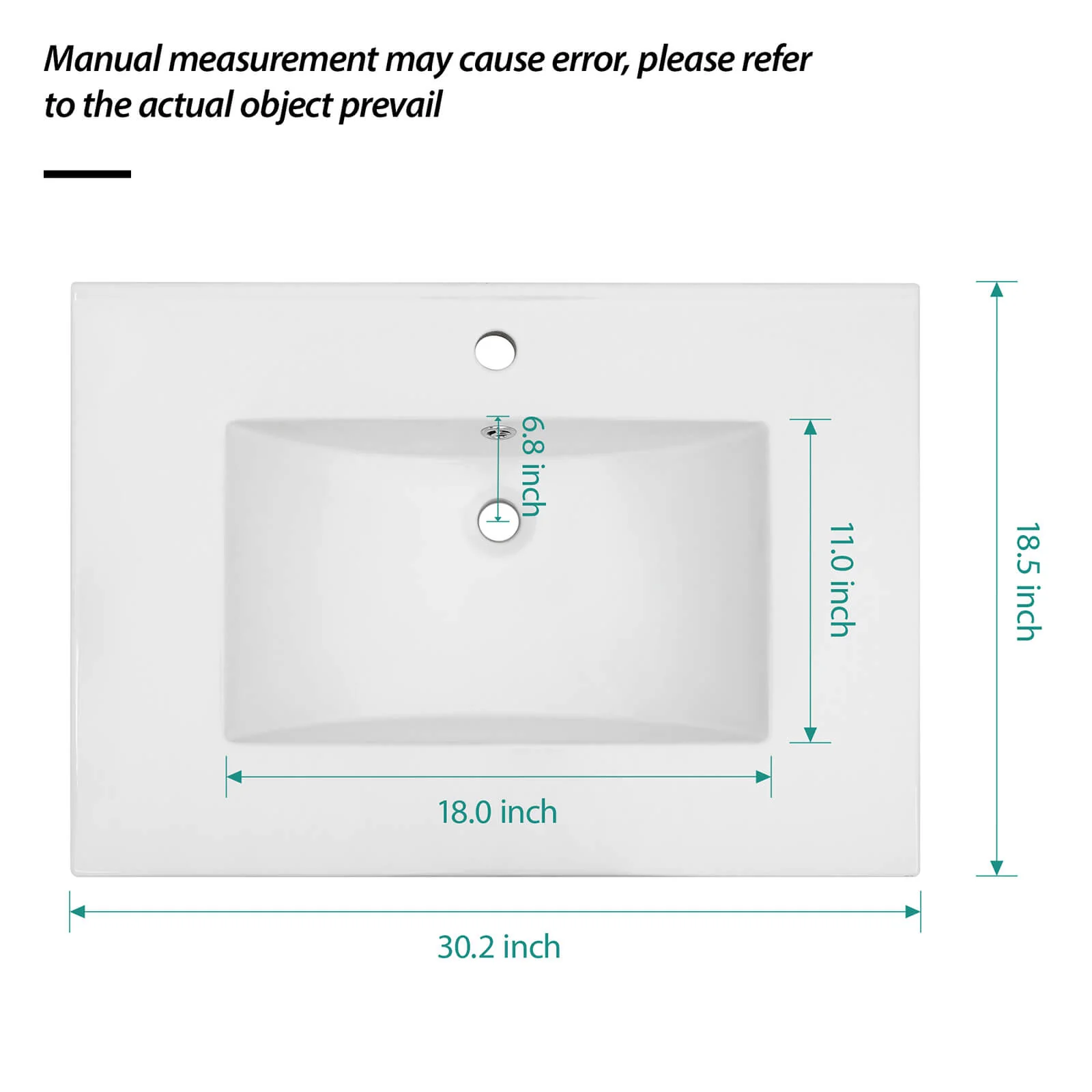 30" x 18" Single Hole Integrated Bathroom Sink - Image 5