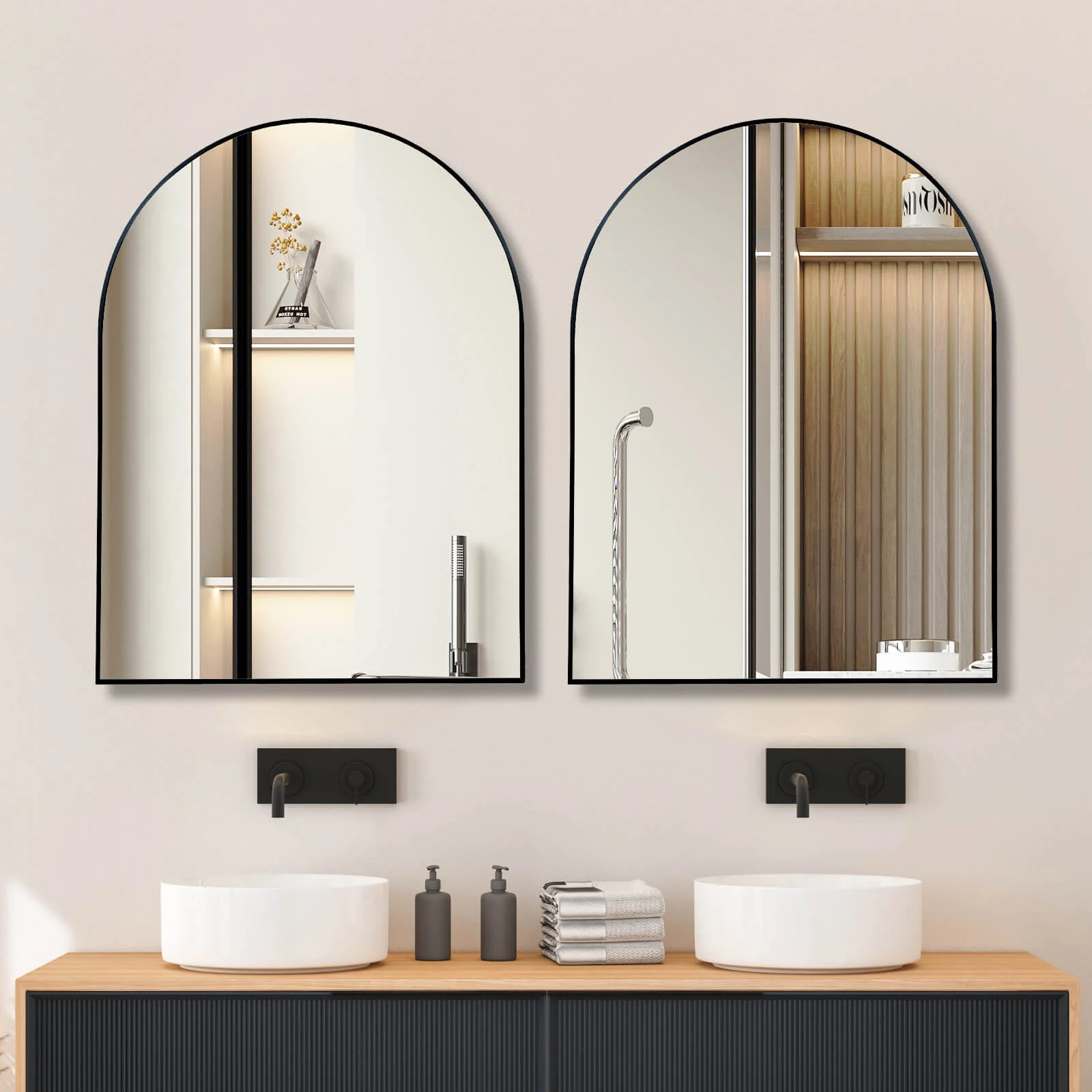 30" x 40" Arched Mirror with Black Metal Frame - Image 2