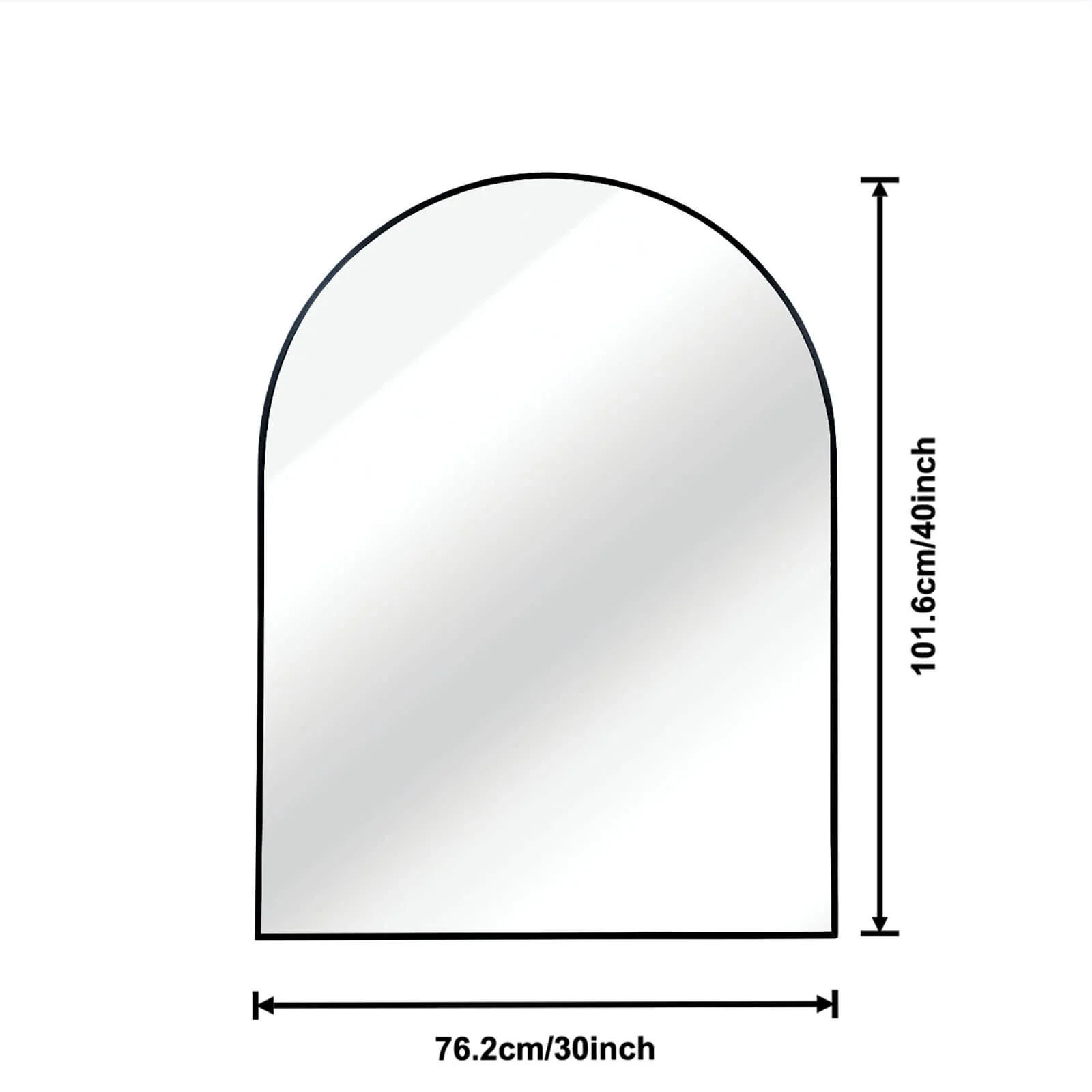 30" x 40" Arched Mirror with Black Metal Frame - Image 6