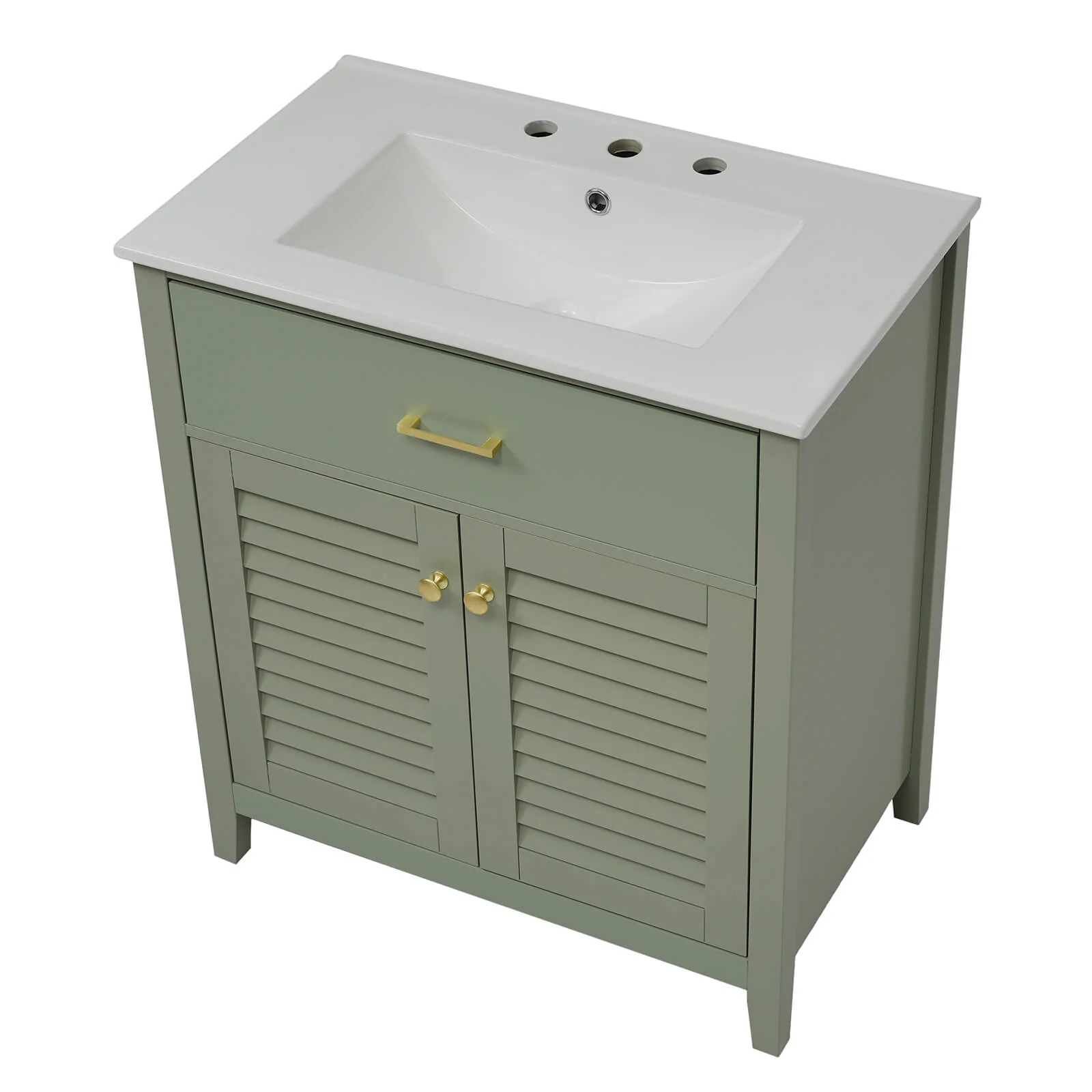 30" Bathroom Vanity with 2 Louvered Cabinet Doors - Image 11
