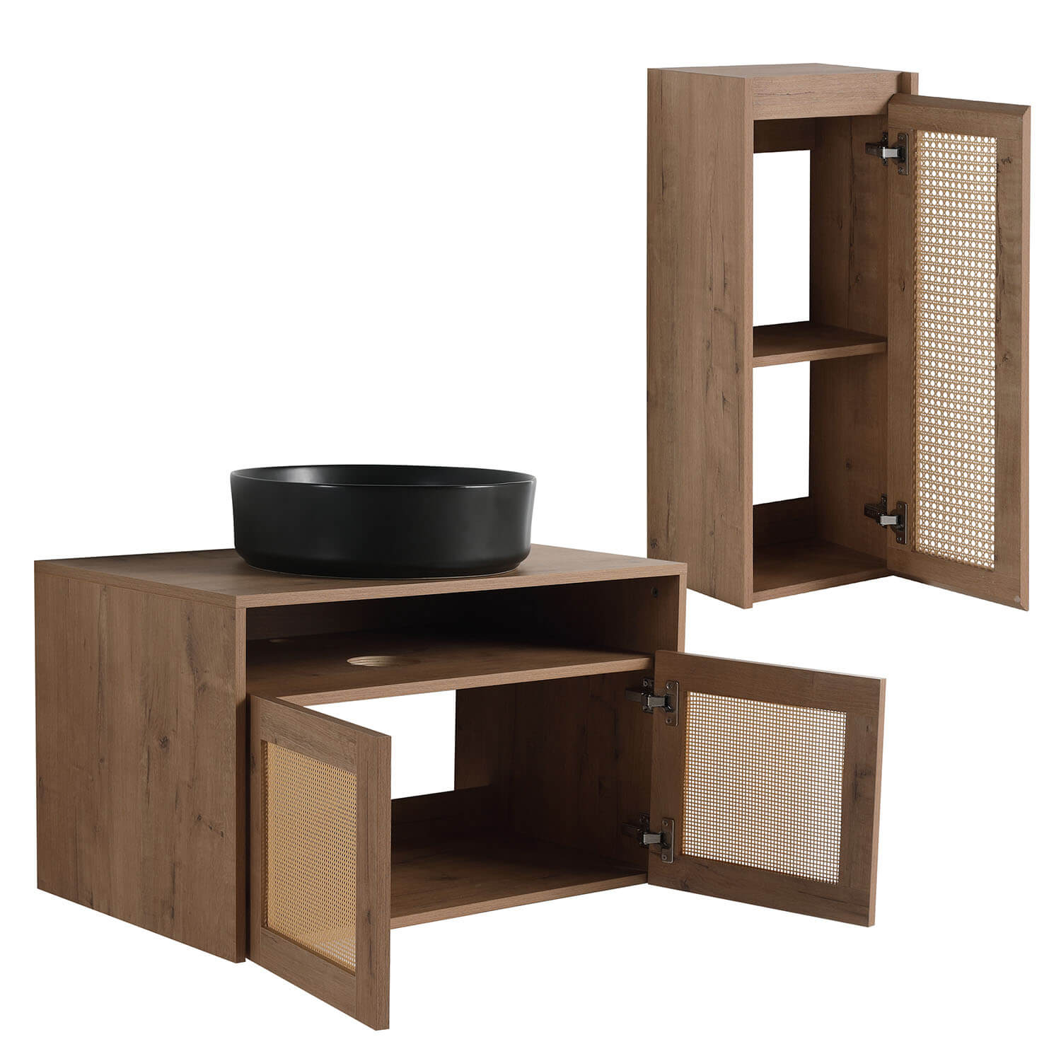 30" Bathroom Vanity with Black Ceramic Sink and 12" Wall-Mounted Cabinet - Image 5