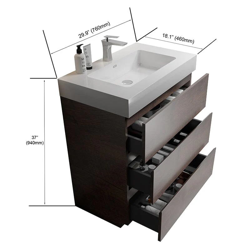 30" Bathroom Vanity with Sink Floor-Mounted One-Piece Sink Cabinet - Image 24