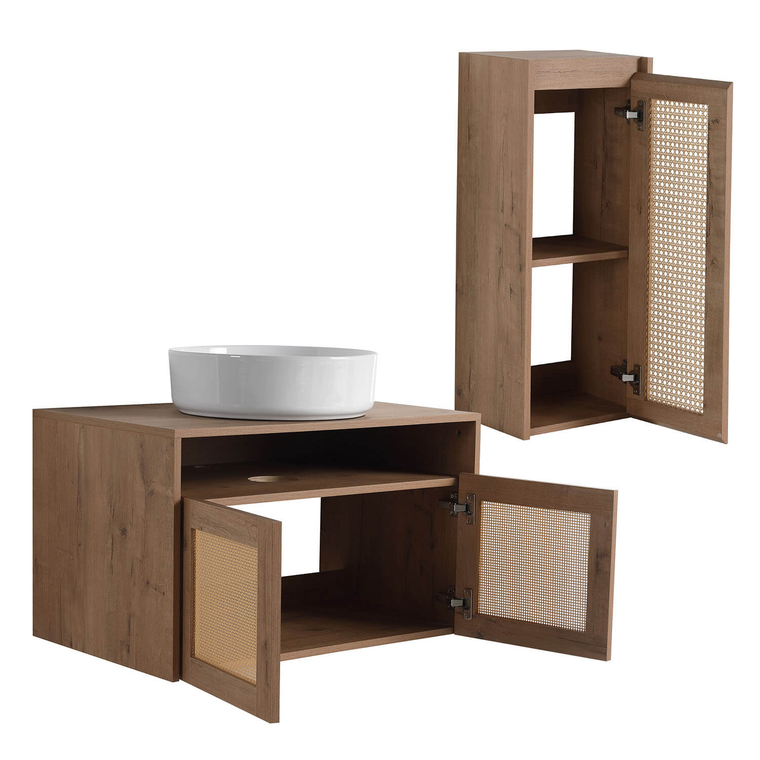 30" Bathroom Vanity with White Ceramic Sink and 12" Wall-Mounted Cabinet - Image 5