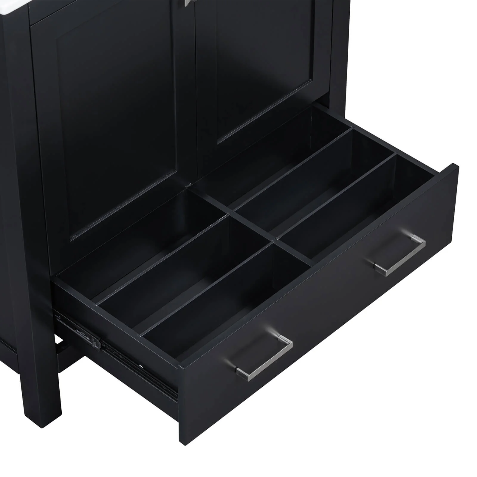 30'' Black Bathroom Vanity with Built-In Shelf - Image 8