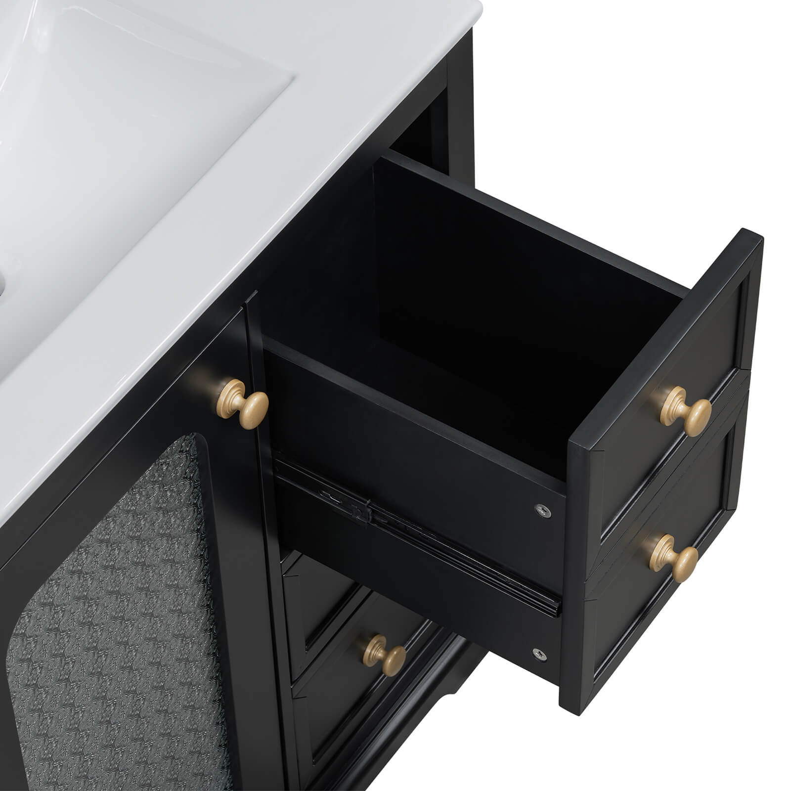 30" Black Bathroom Vanity with Frosted Glass Door - Image 19