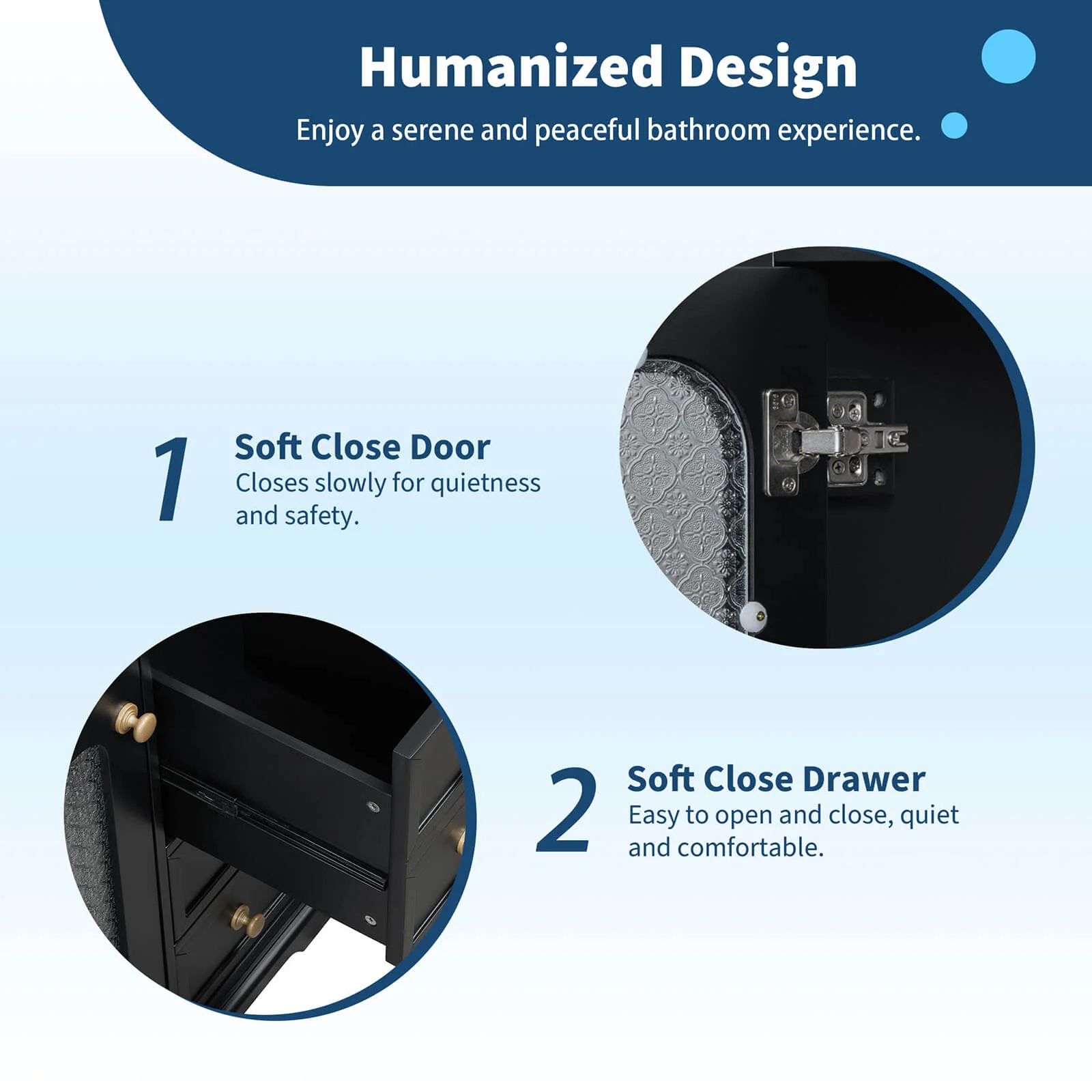 30" Black Bathroom Vanity with Frosted Glass Door - Image 7