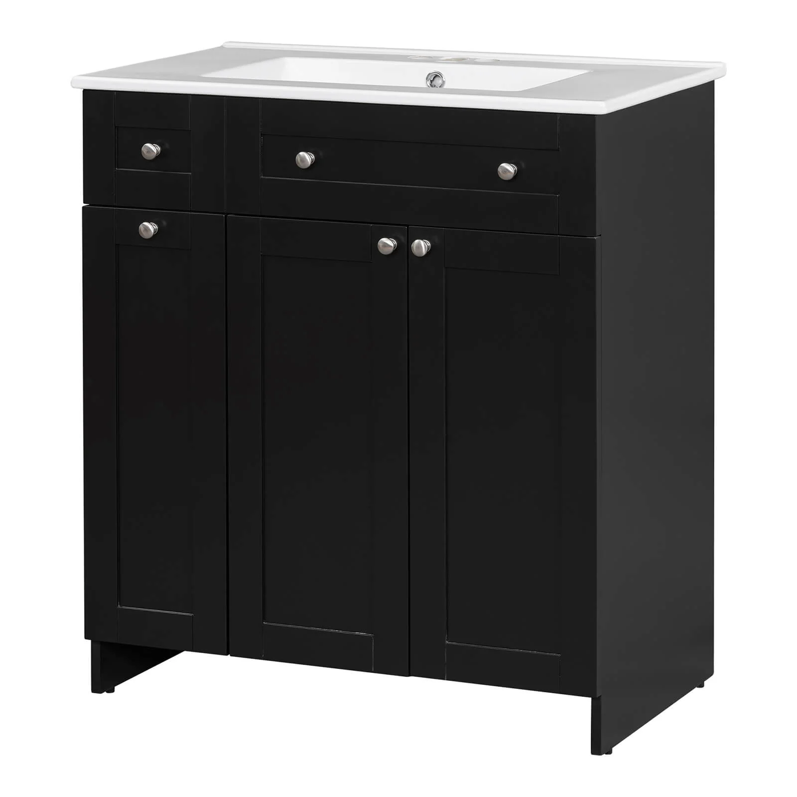 30" Black Bathroom Vanity with Soft-Close Doors - Image 12