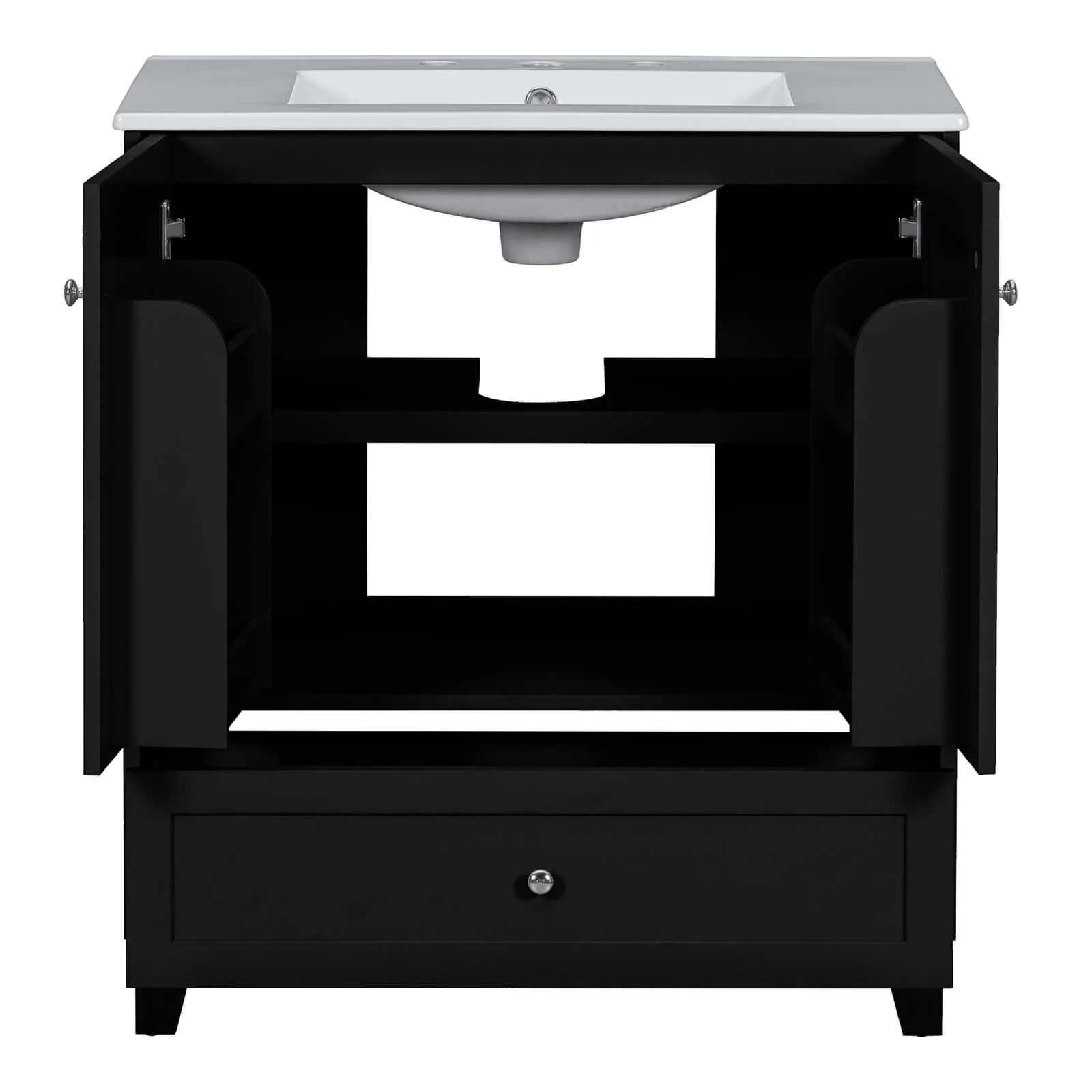 30" Compact Contemporary Black Bathroom Vanity - Image 18