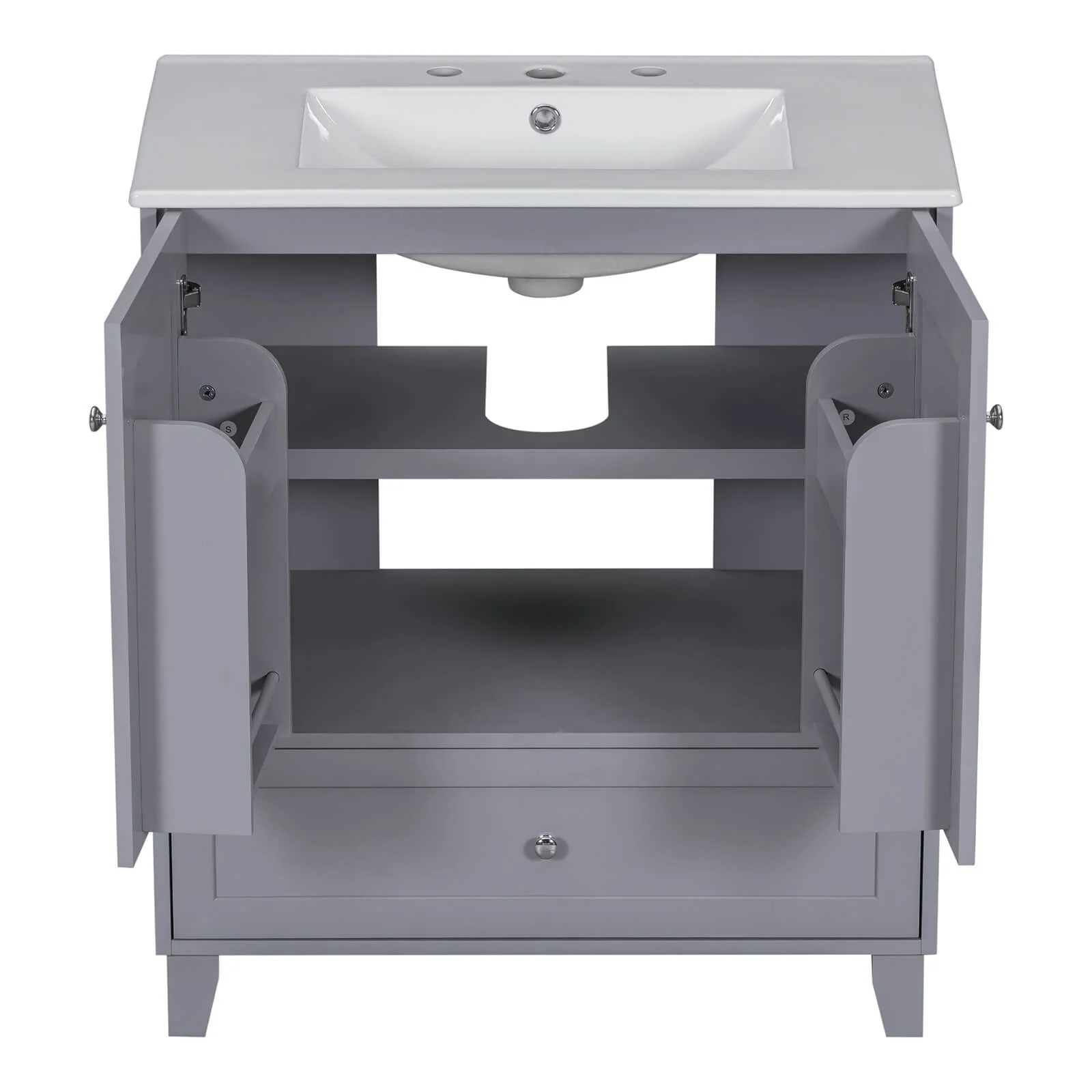 30" Compact Traditional Gray Bathroom Vanity - Image 15