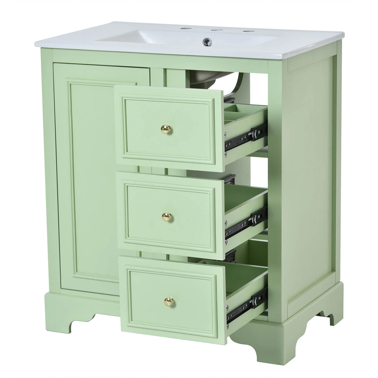 30" Floor Mount Single Sink Bathroom Vanity in Green - Image 13