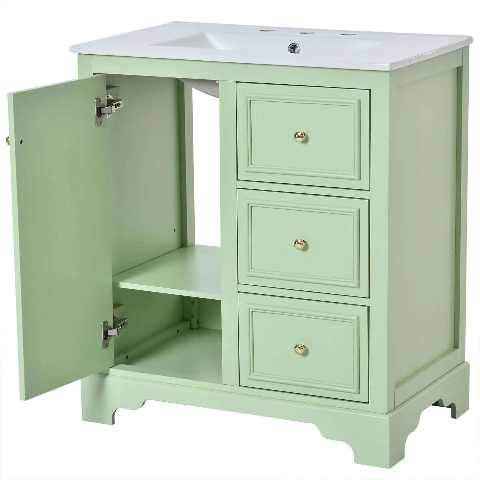 30" Floor Mount Single Sink Bathroom Vanity in Green - Image 15