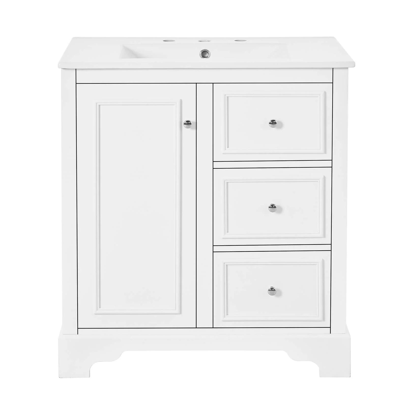 30" Floor Mount Single Sink Bathroom Vanity in White - Image 11
