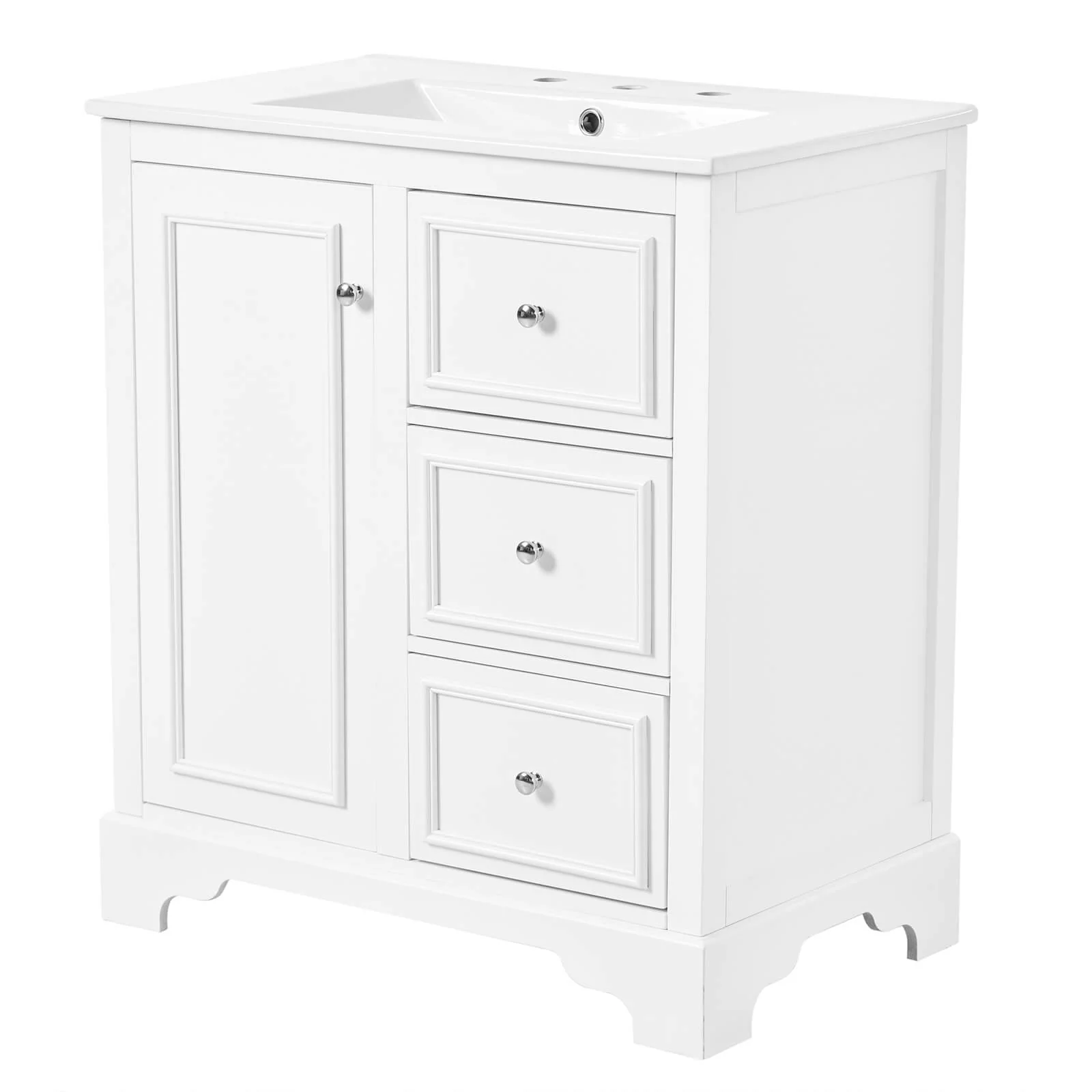 30" Floor Mount Single Sink Bathroom Vanity in White - Image 12