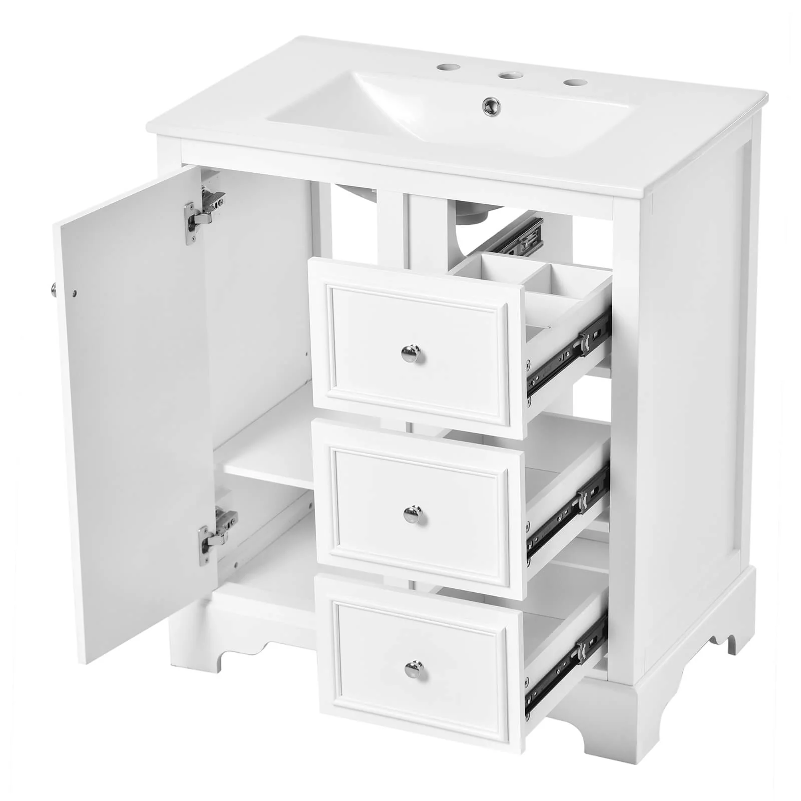 30" Floor Mount Single Sink Bathroom Vanity in White - Image 15