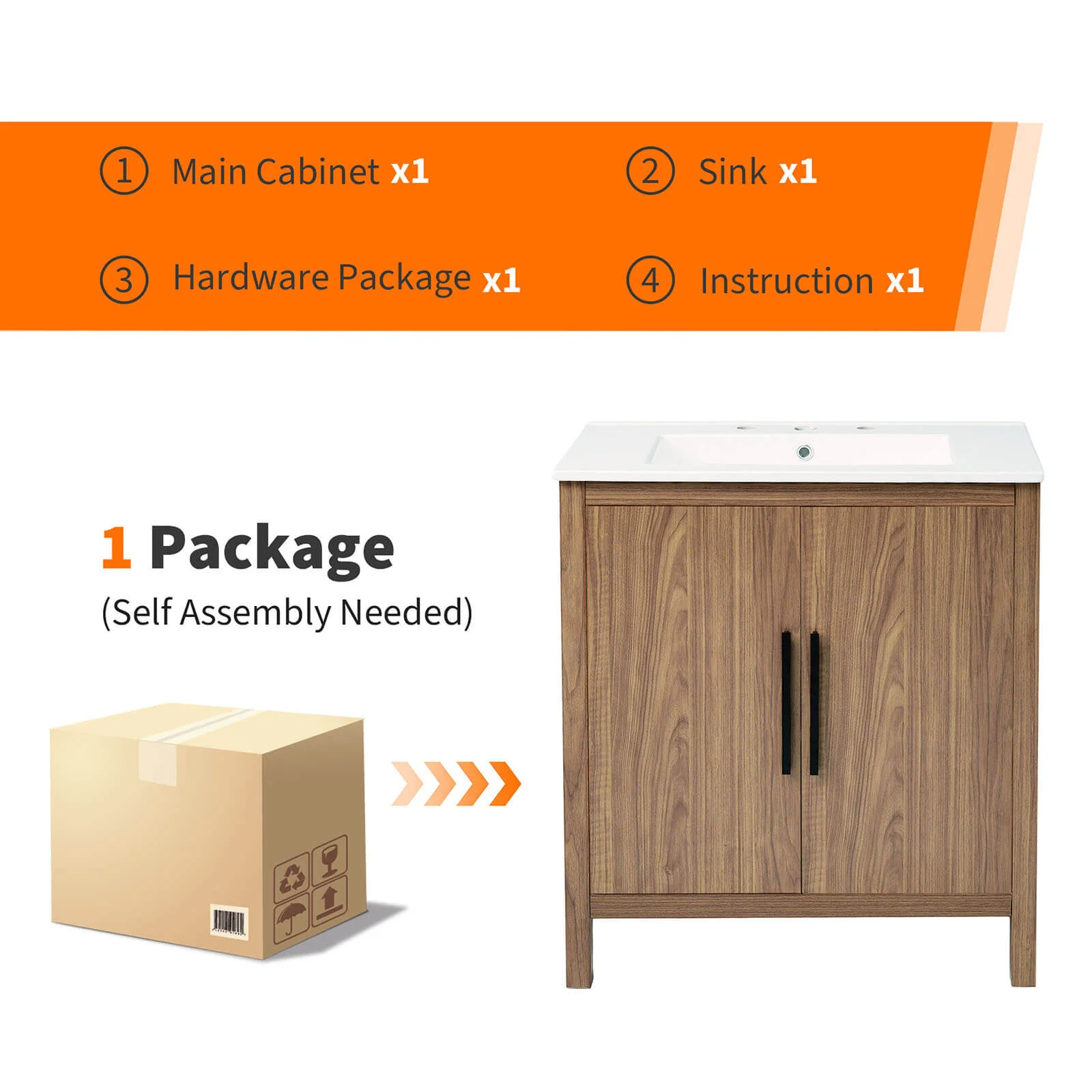 30" Floor Standing Wood Finish Bathroom Vanity - Image 8