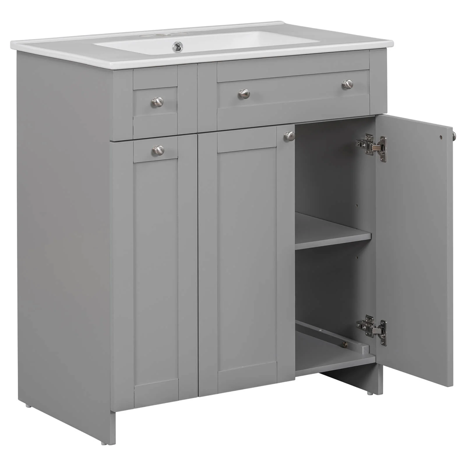 30" Gray Bathroom Vanity with Soft-Close Doors - Image 20