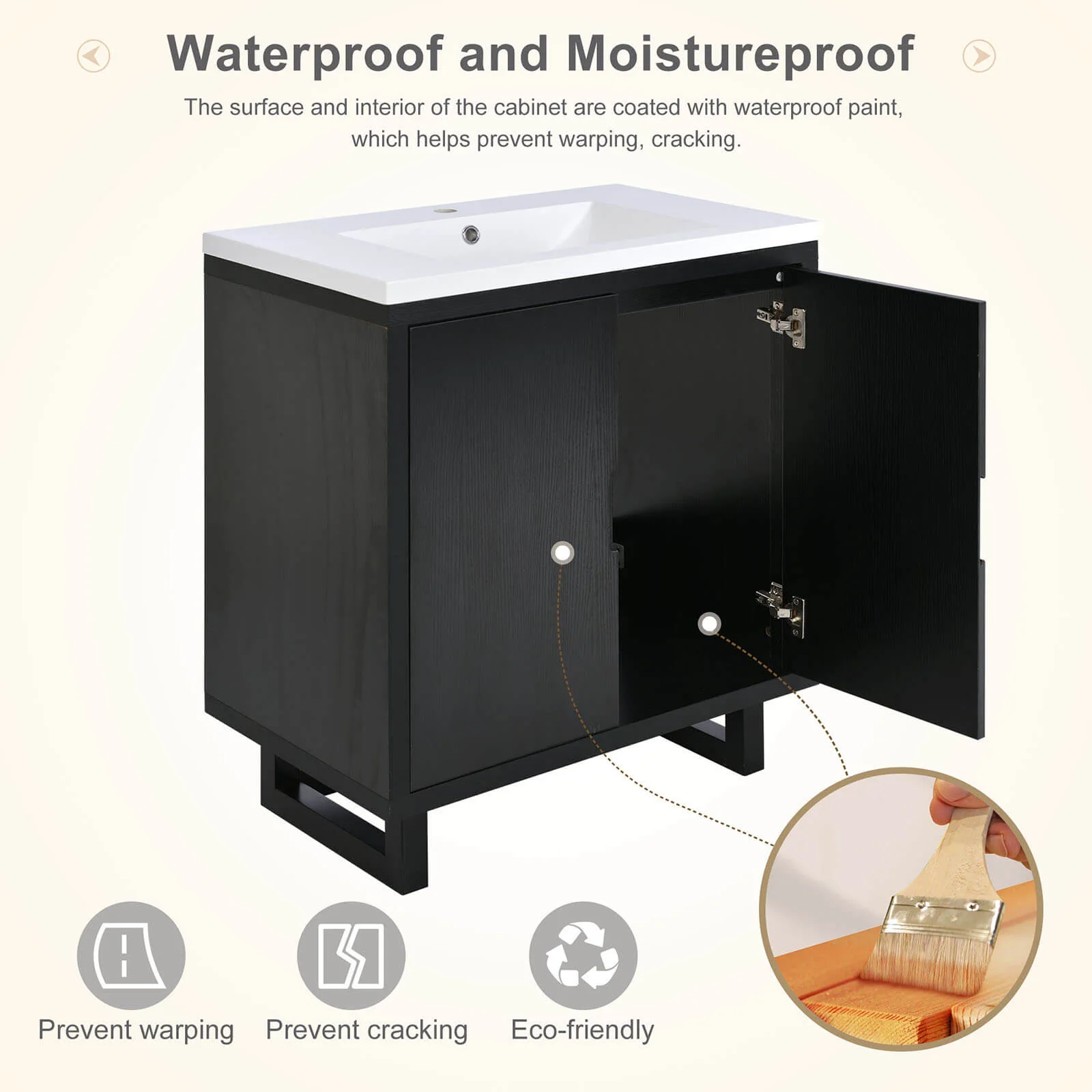 30" Minimalist Black Bathroom Vanity - Image 4