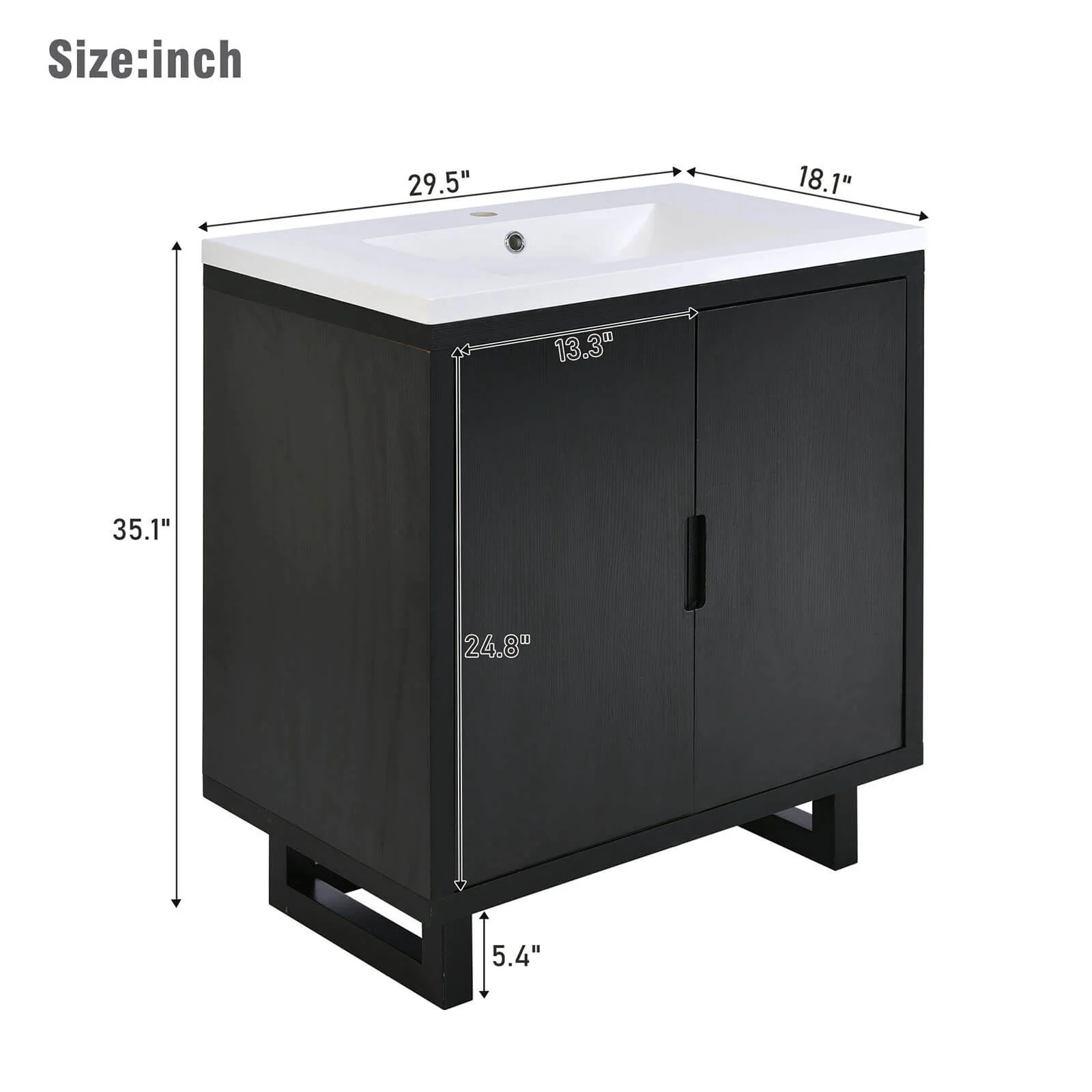 30" Minimalist Black Bathroom Vanity - Image 7