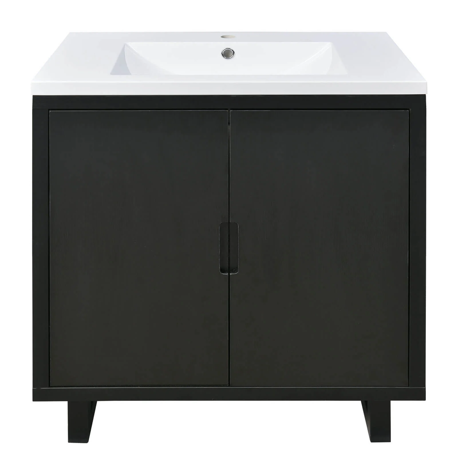 30" Minimalist Black Bathroom Vanity - Image 9