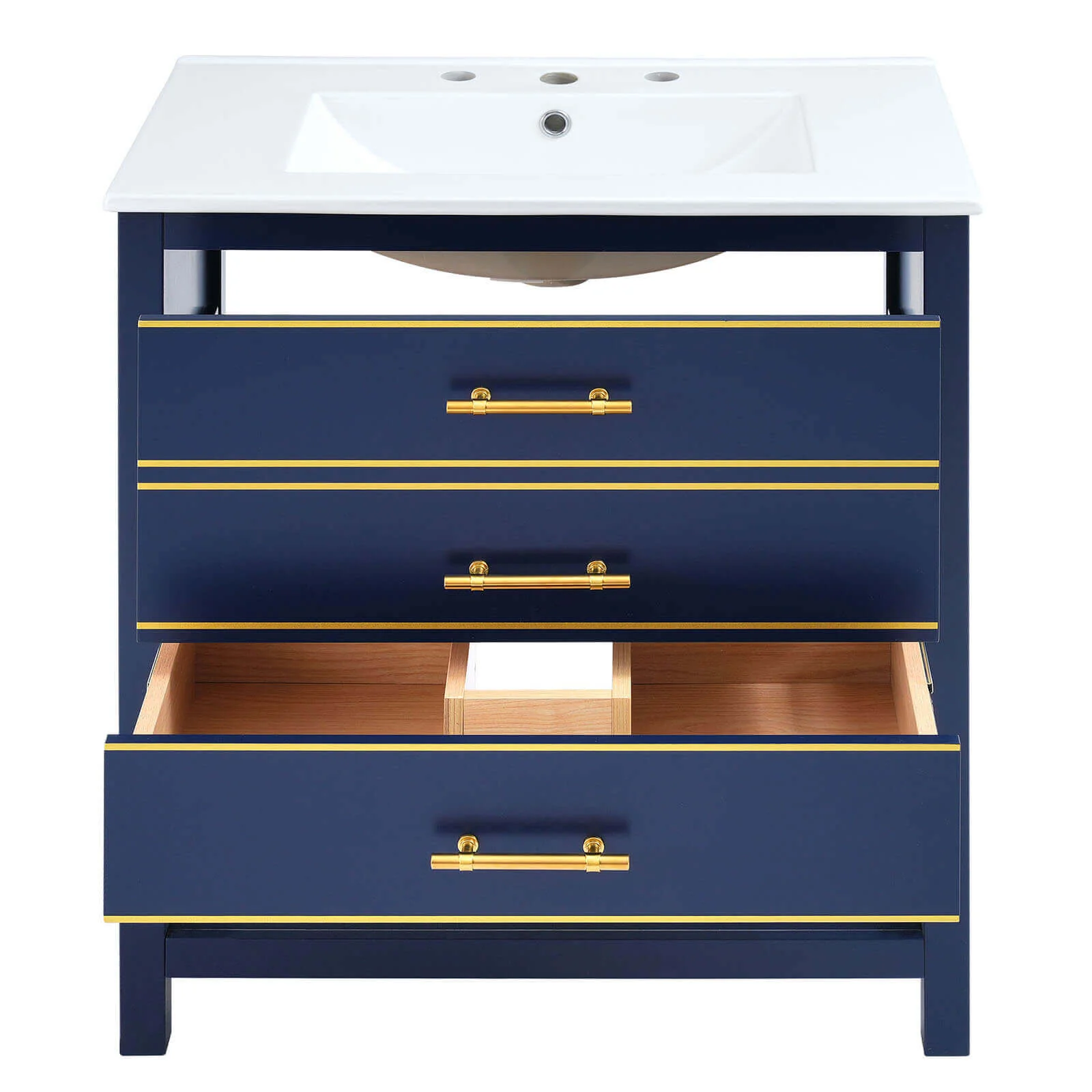 30'' Navy Blue Modern Freestanding Bathroom Vanity - Image 5