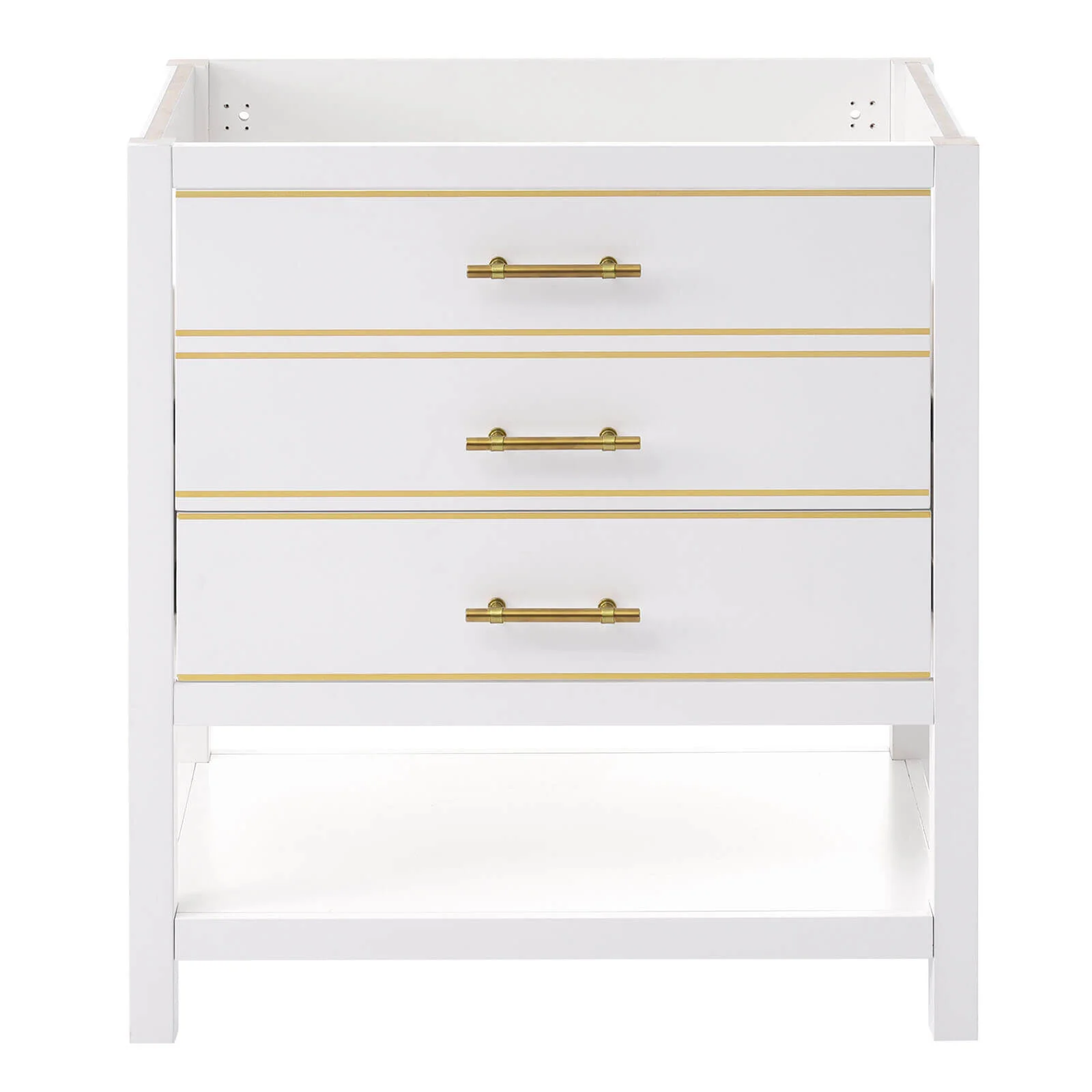 30'' White Bathroom Vanity with 2 Drawers (No Sink)