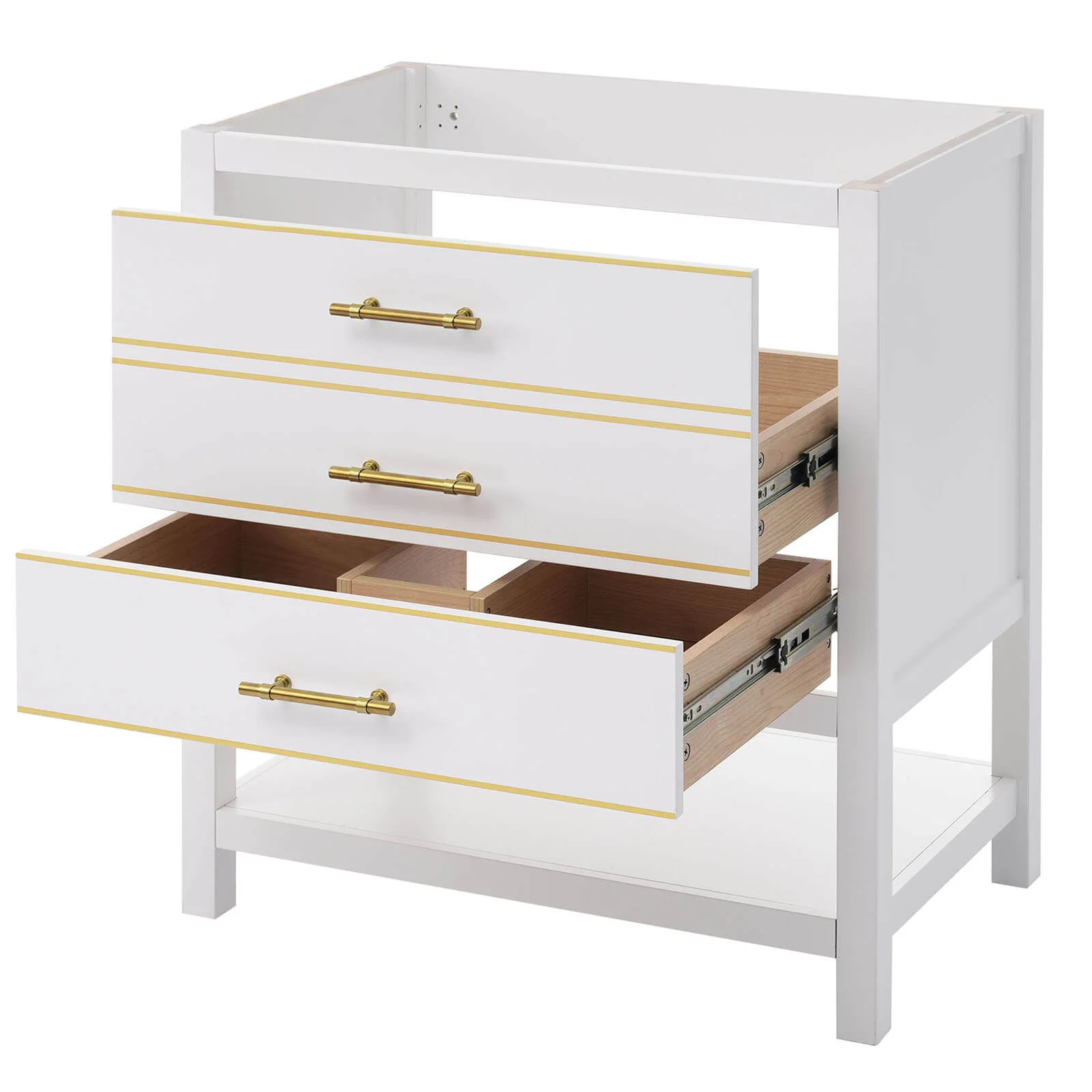 30'' White Bathroom Vanity with 2 Drawers (No Sink) - Image 6