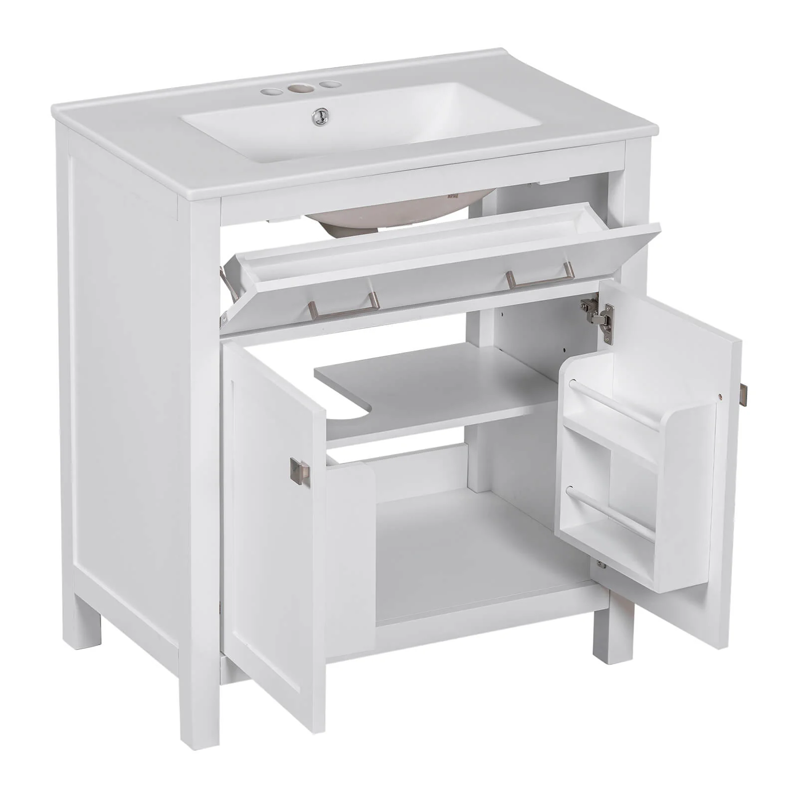30" White Bathroom Vanity with Undermount Single Sink - Image 19