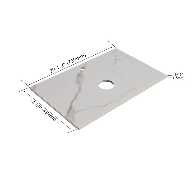 30'' Modern Design Floating Bathroom Vanity Sintered Stone Top Circular Ceramic Sink Set - Image 6