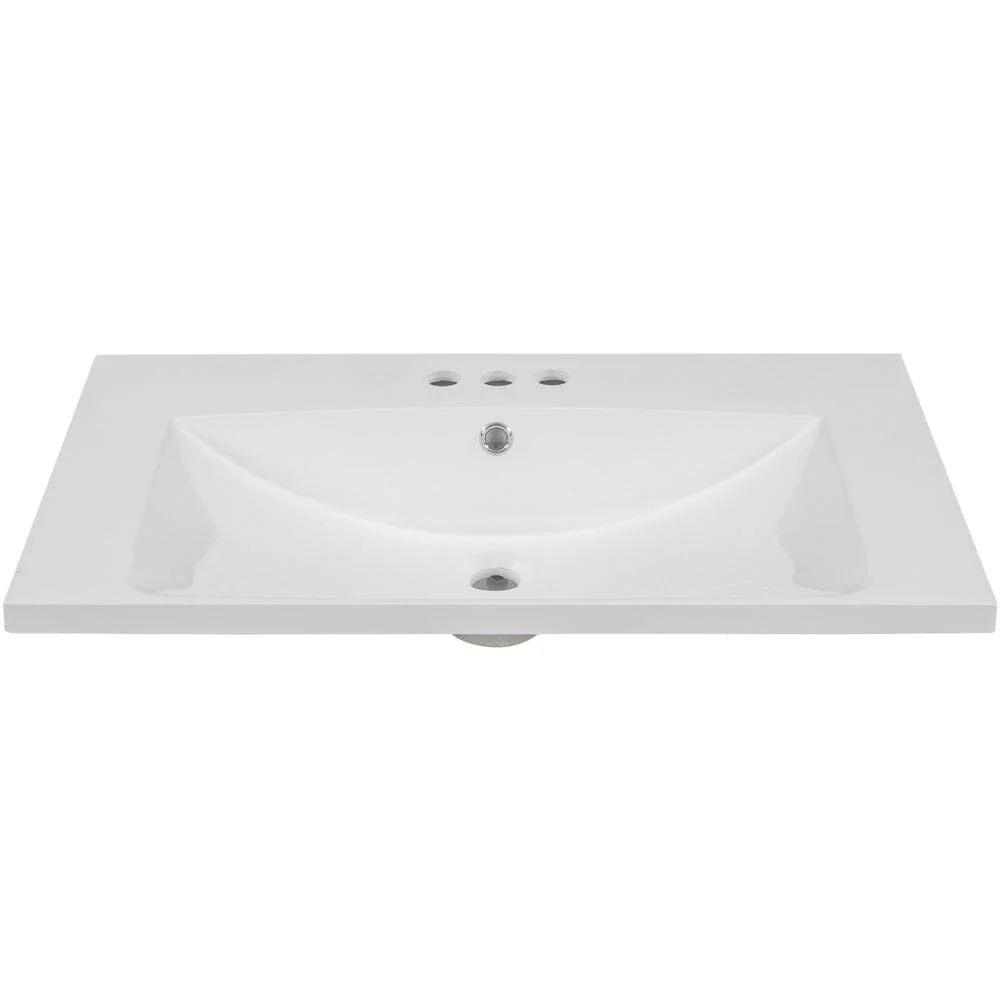 Giving Tree 30" Single Bathroom Vanity Top with White Basin, 3-Faucet Holes, Ceramic