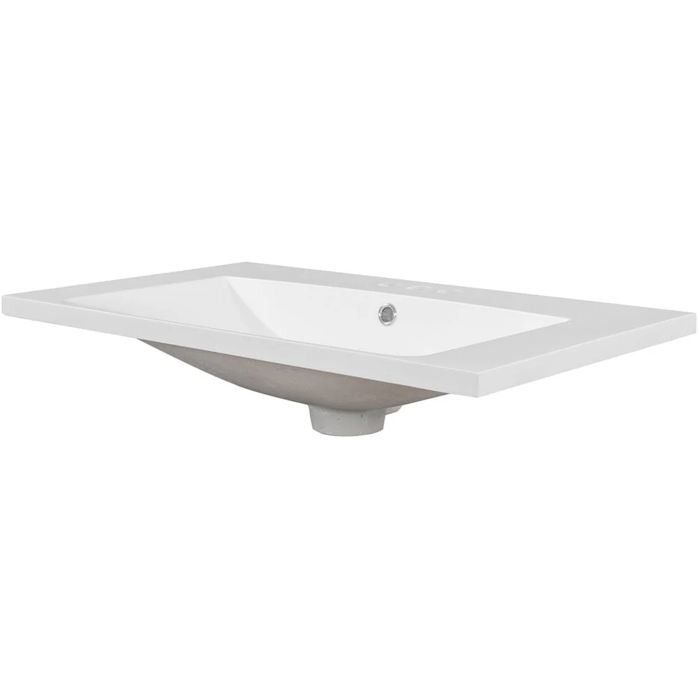 Giving Tree 30" Single Bathroom Vanity Top with White Basin, 3-Faucet Holes, Ceramic - Image 4