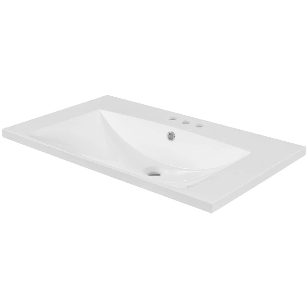 Giving Tree 30" Single Bathroom Vanity Top with White Basin, 3-Faucet Holes, Ceramic, White - Image 7