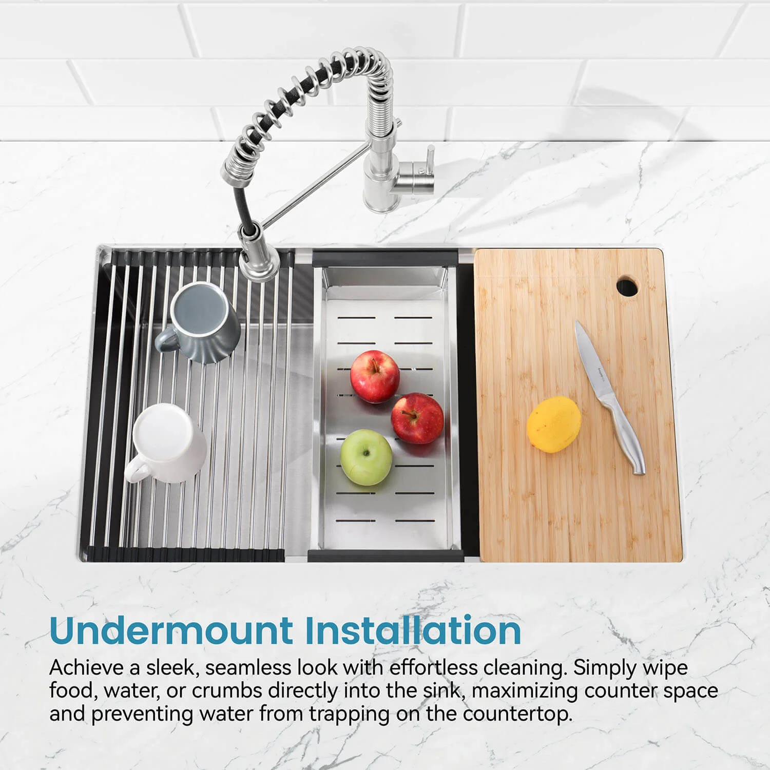 30'' x 19'' Undermount Workstation Sink 304 Stainless Steel Single Bowl Kitchen Sink - Image 4