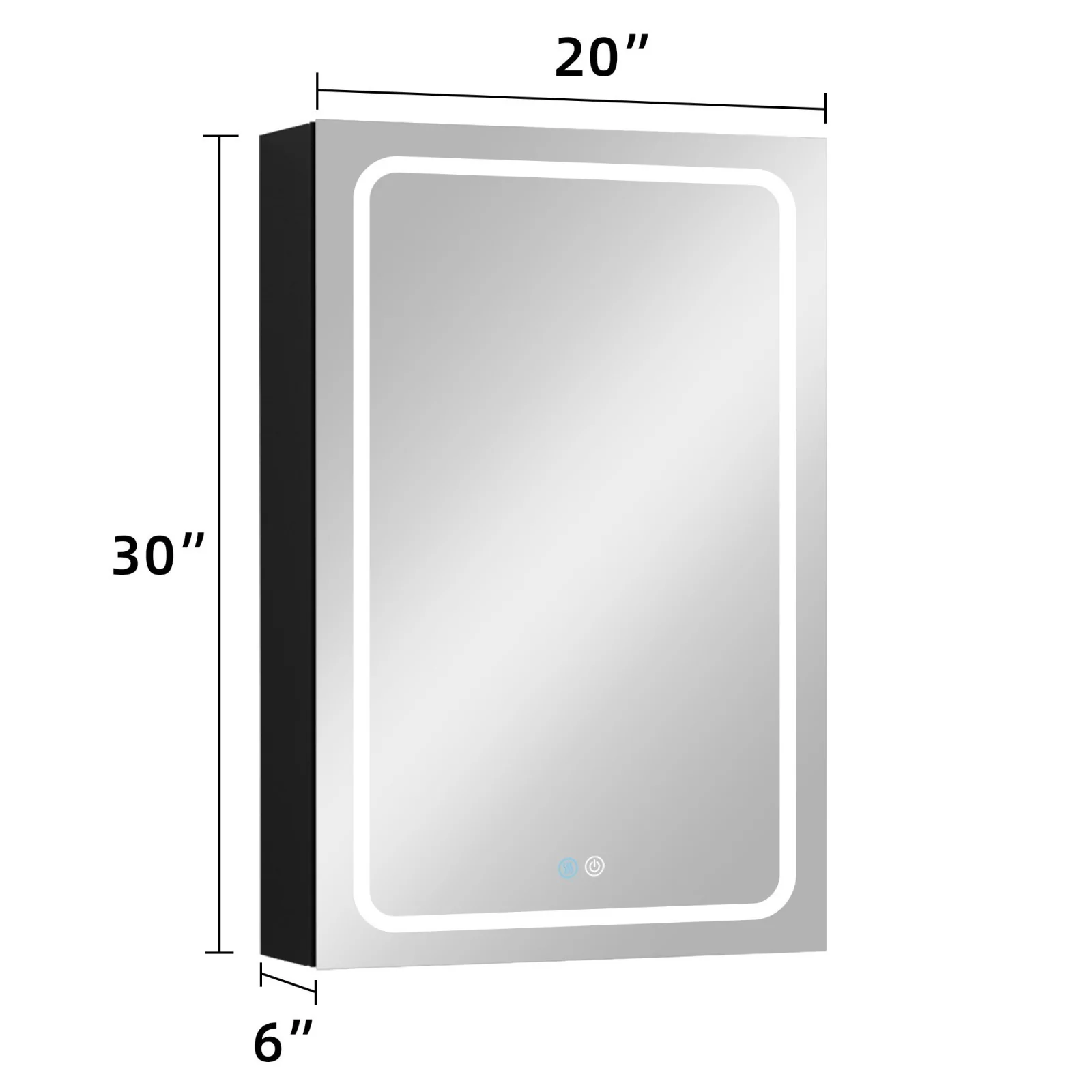 30 x 20 Inch LED Lighted Bathroom Medicine Cabinet with Surface Mount Mirror - Image 7