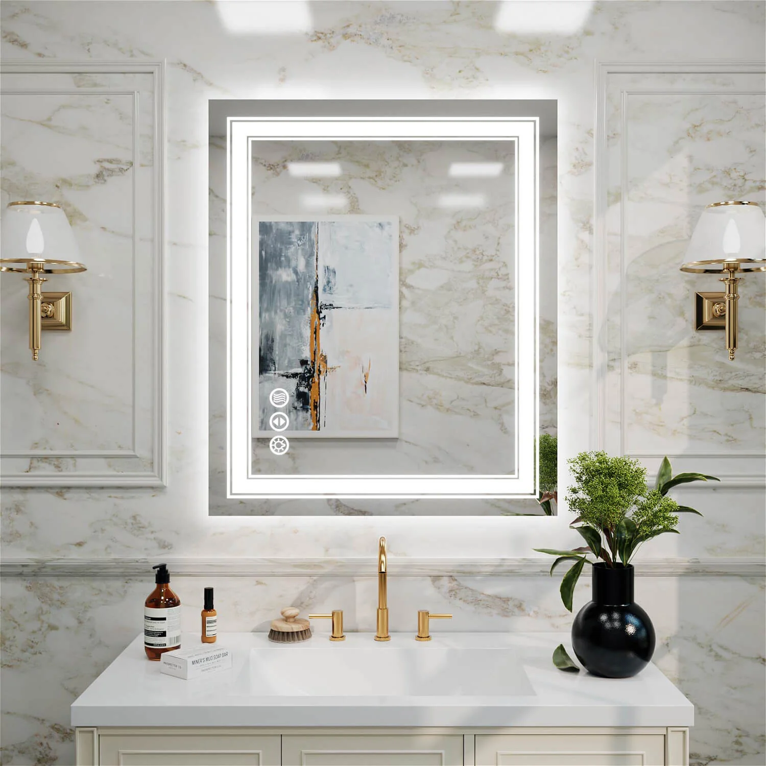 30"x36" LED Bathroom Mirror Anti-Fog Shatterproof ETL Certified