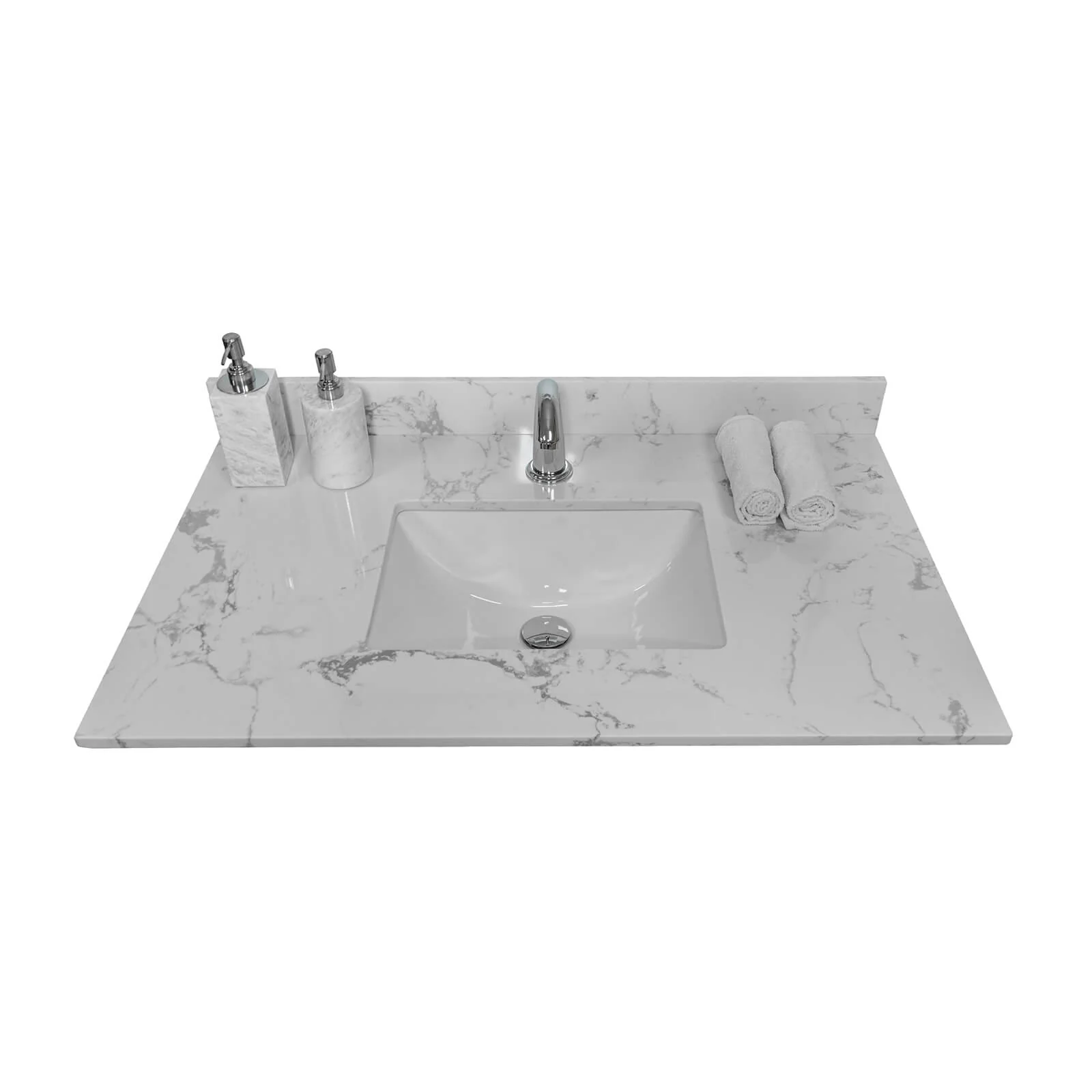 31" x 22" Undermount Ceramic Sink with Integrated Marble Top - Image 3