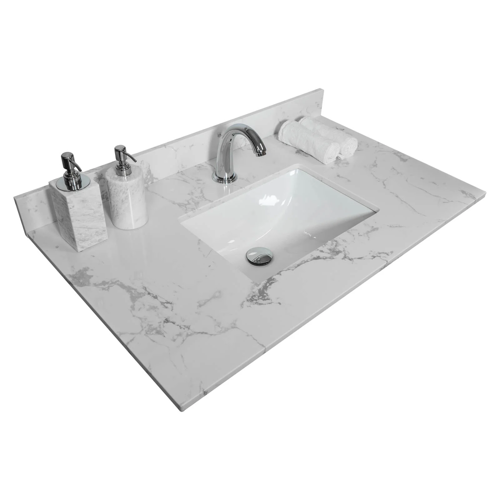 31" x 22" Undermount Ceramic Sink with Integrated Marble Top - Image 5