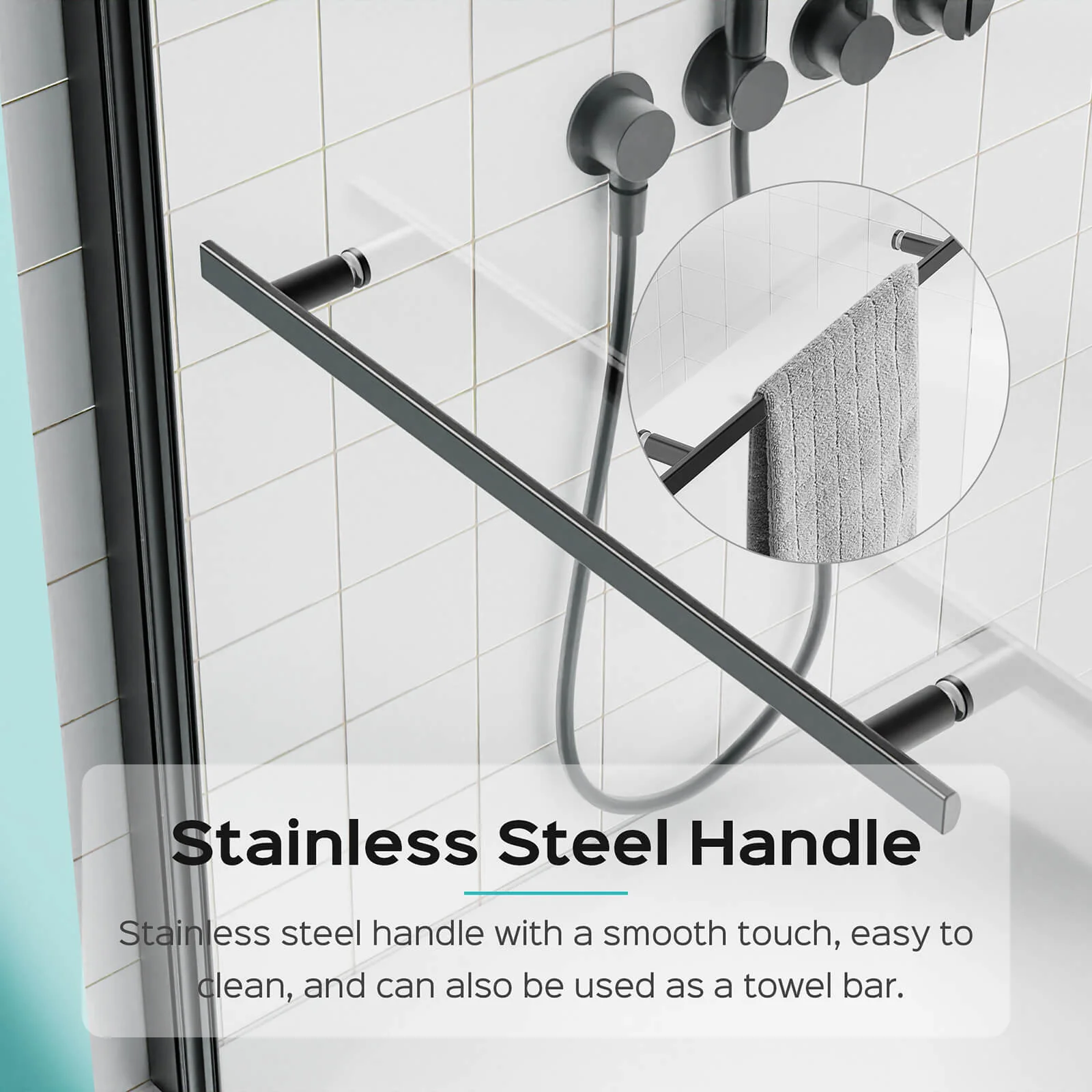 31" x 55" Matte Black SGCC Safety Glass Bathtub Screen - Image 3