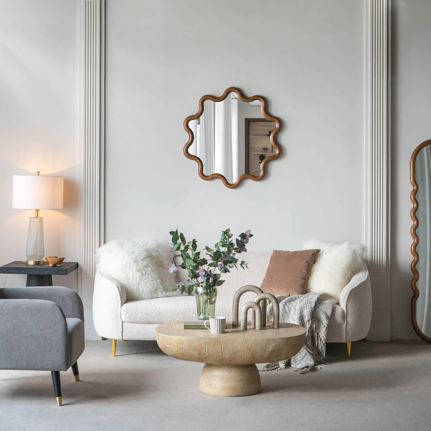 31"x30" Unique Wooden Accent Mirror for Living Room, Bedroom & Entryway - Image 2