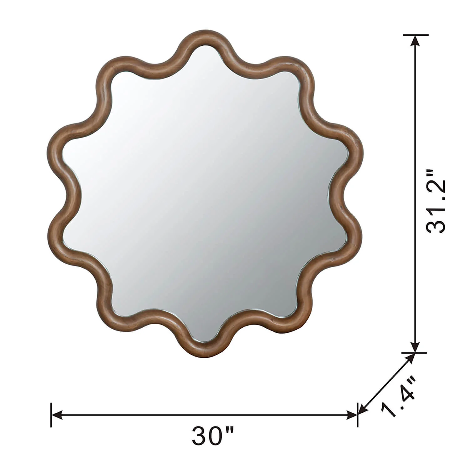 31"x30" Unique Wooden Accent Mirror for Living Room, Bedroom & Entryway - Image 3