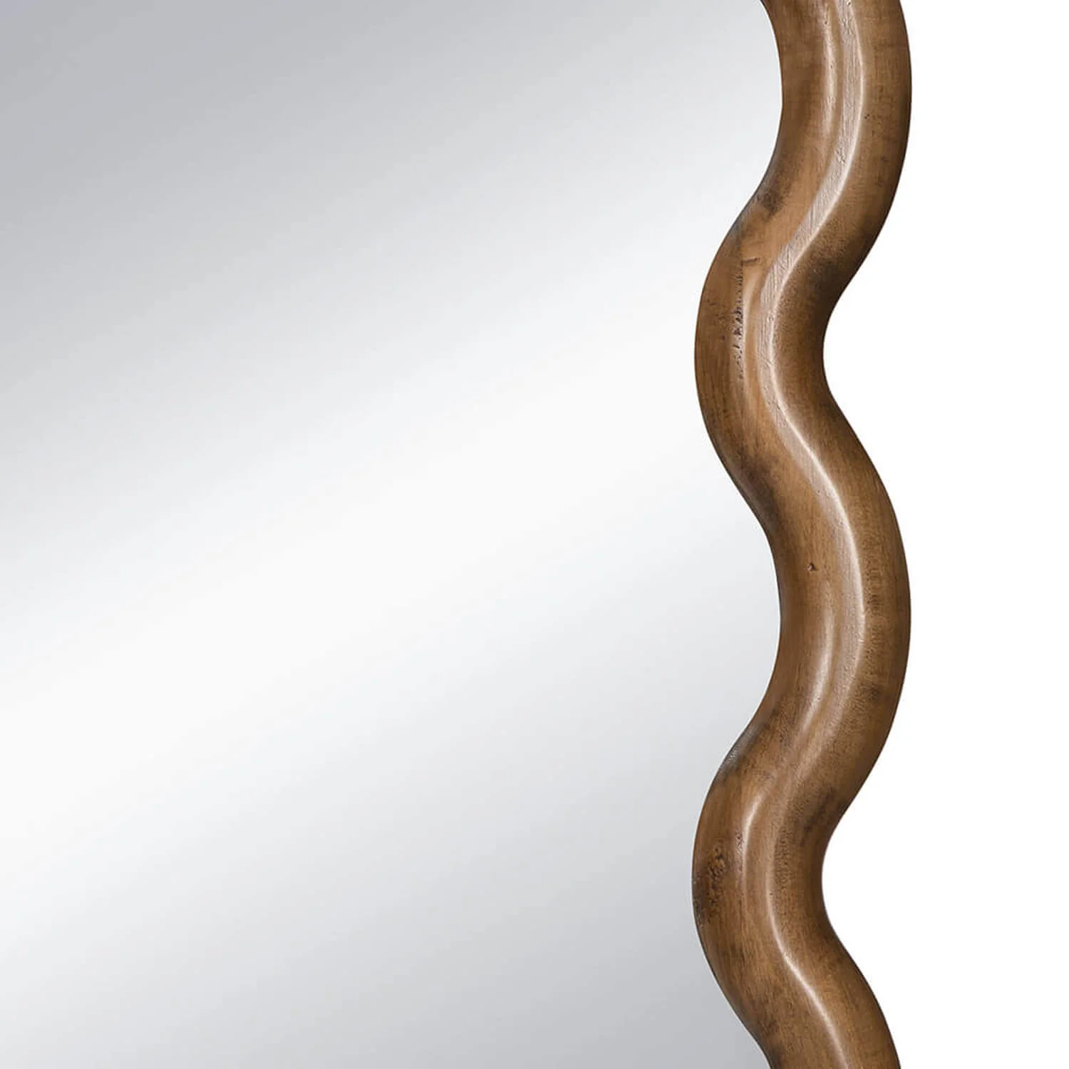 31"x74" Oversized Wooden Floor Mirror with Unique Curved Brown Frame - Image 7