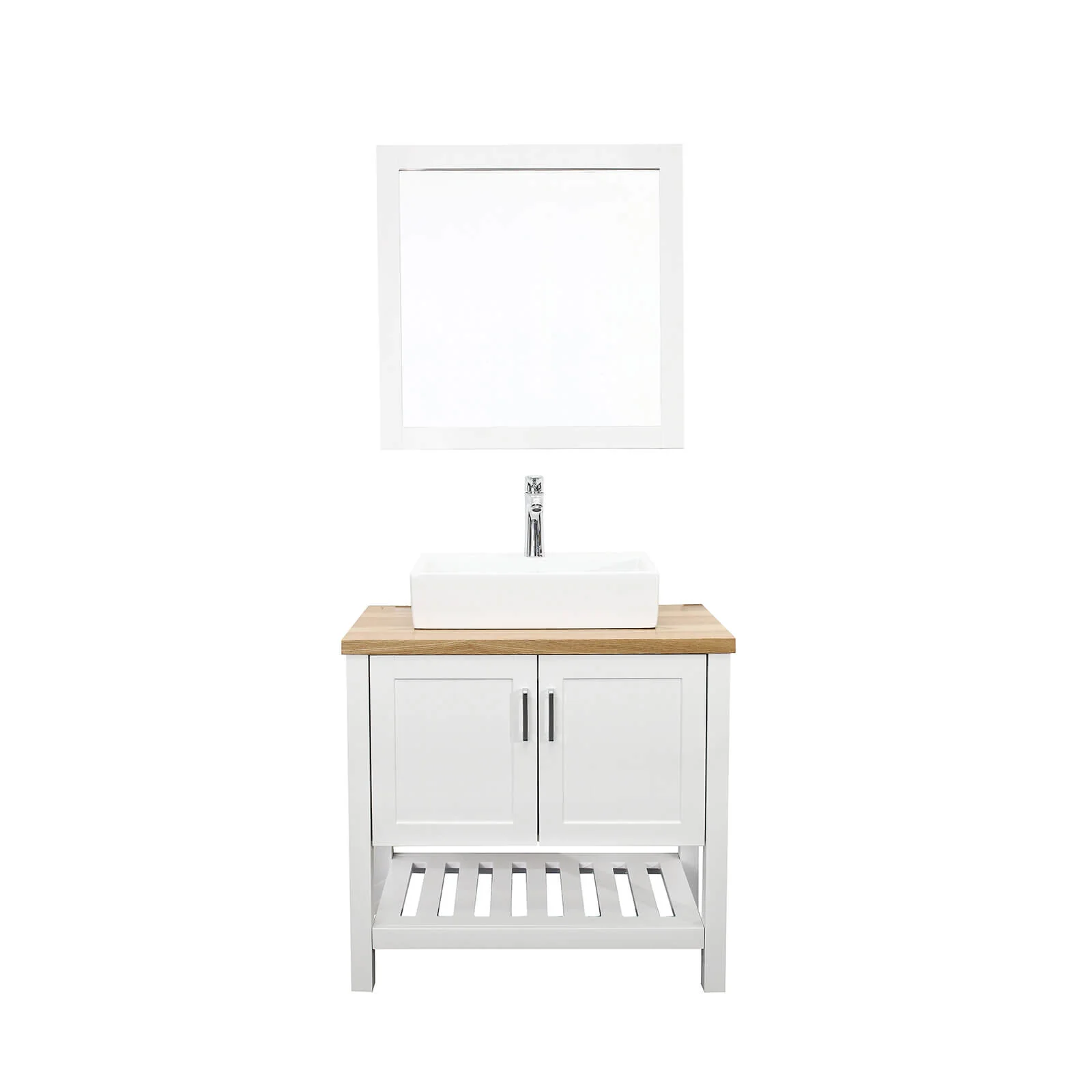 32" Solid Wood Structure Freestanding Bathroom Vanity with Open Bottom - Image 9