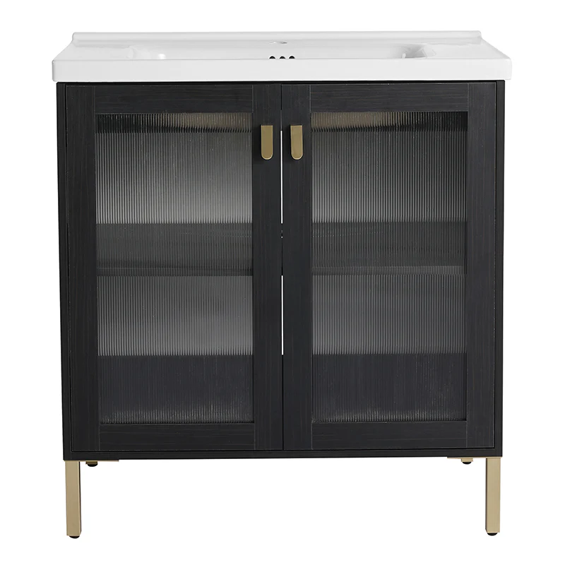 32 Inch Freestanding Bathroom Vanity with Ceramic Sink, Soft Closing Door - Image 14