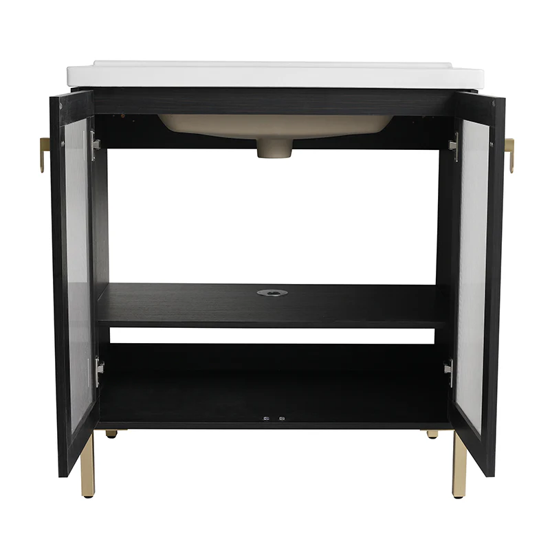 32 Inch Freestanding Bathroom Vanity with Ceramic Sink, Soft Closing Door - Image 16