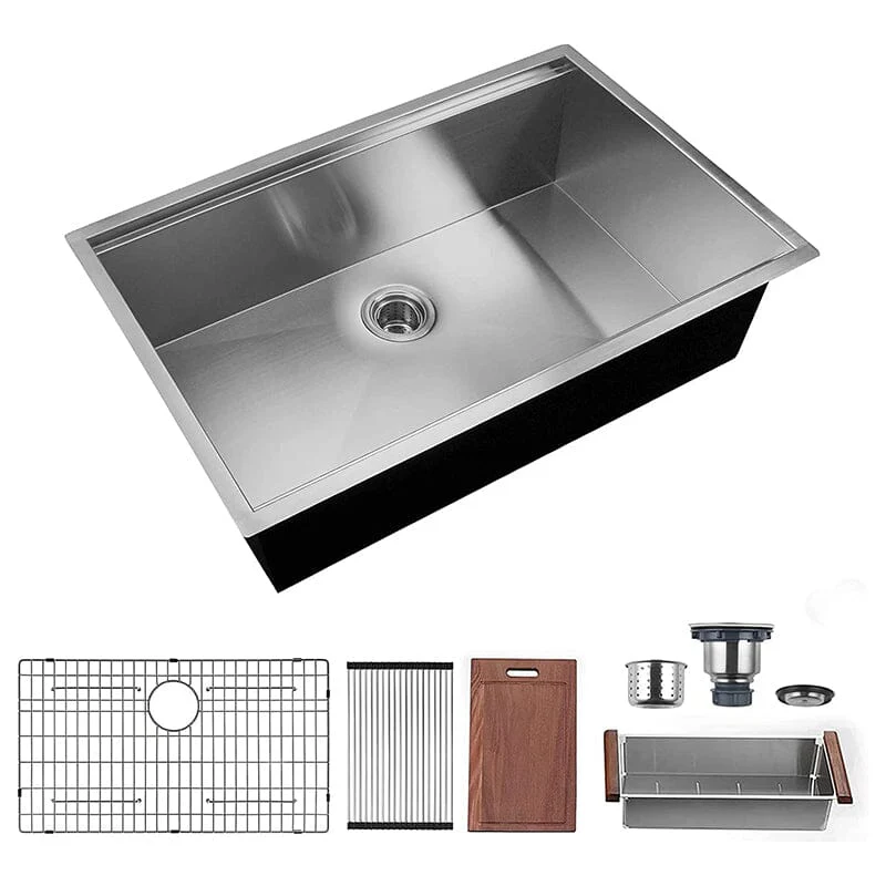32'' x 18'' Undermount Workstation Sink 18 Gauge Stainless Steel Single Bowl Kitchen Sink - Image 5