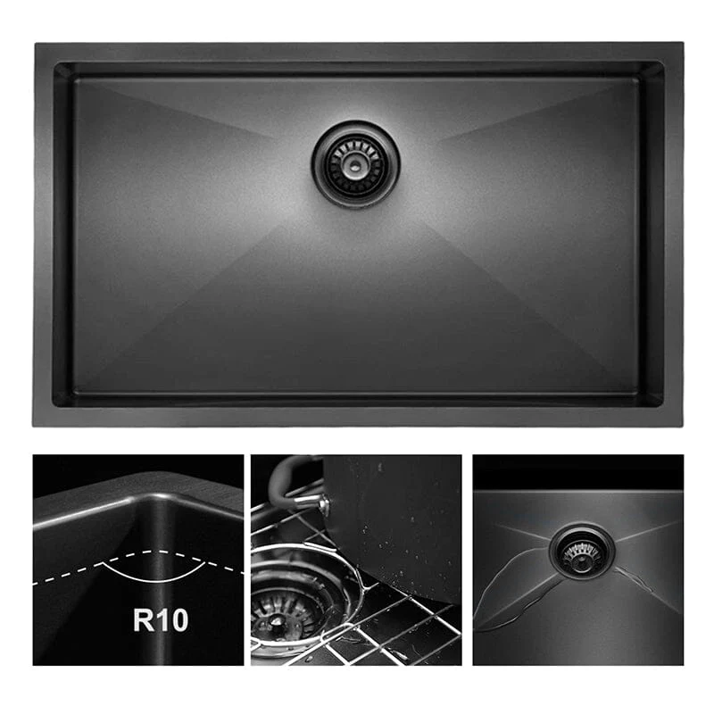 33" x 21" Undermount Kitchen Sink 16 Gauge Stainless Steel Single Bowl with Bottom Grid, Roll-up Rack, Drainer - Image 3
