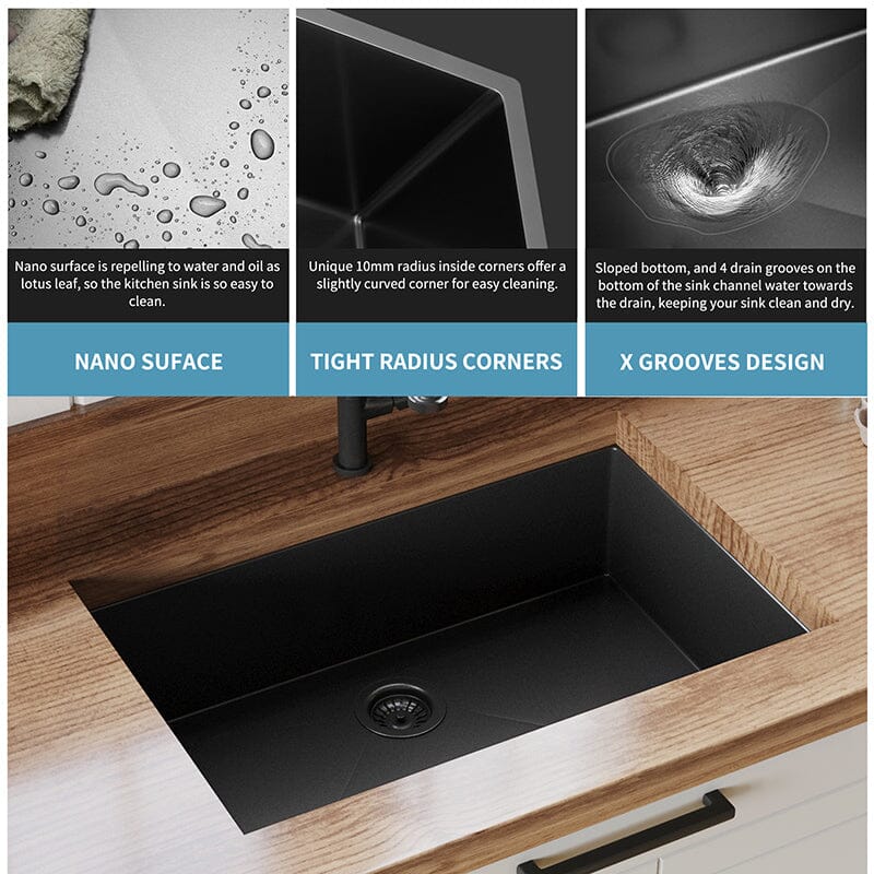 33" x 21" Undermount Kitchen Sink 16 Gauge Stainless Steel Single Bowl with Bottom Grid, Roll-up Rack, Drainer - Image 6
