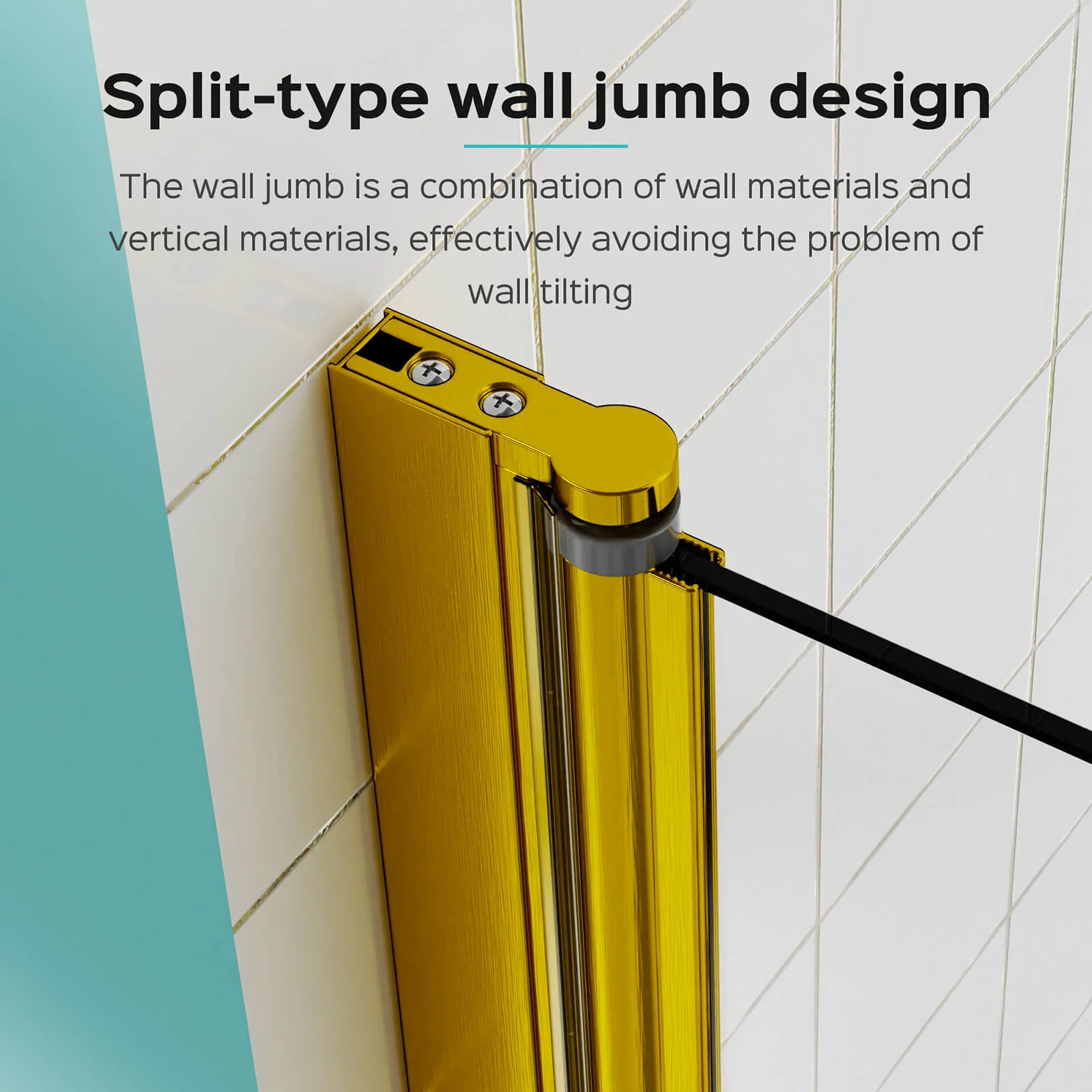 34" x 58" Brushed Gold Bi-Fold Tub Shower Door - Image 5