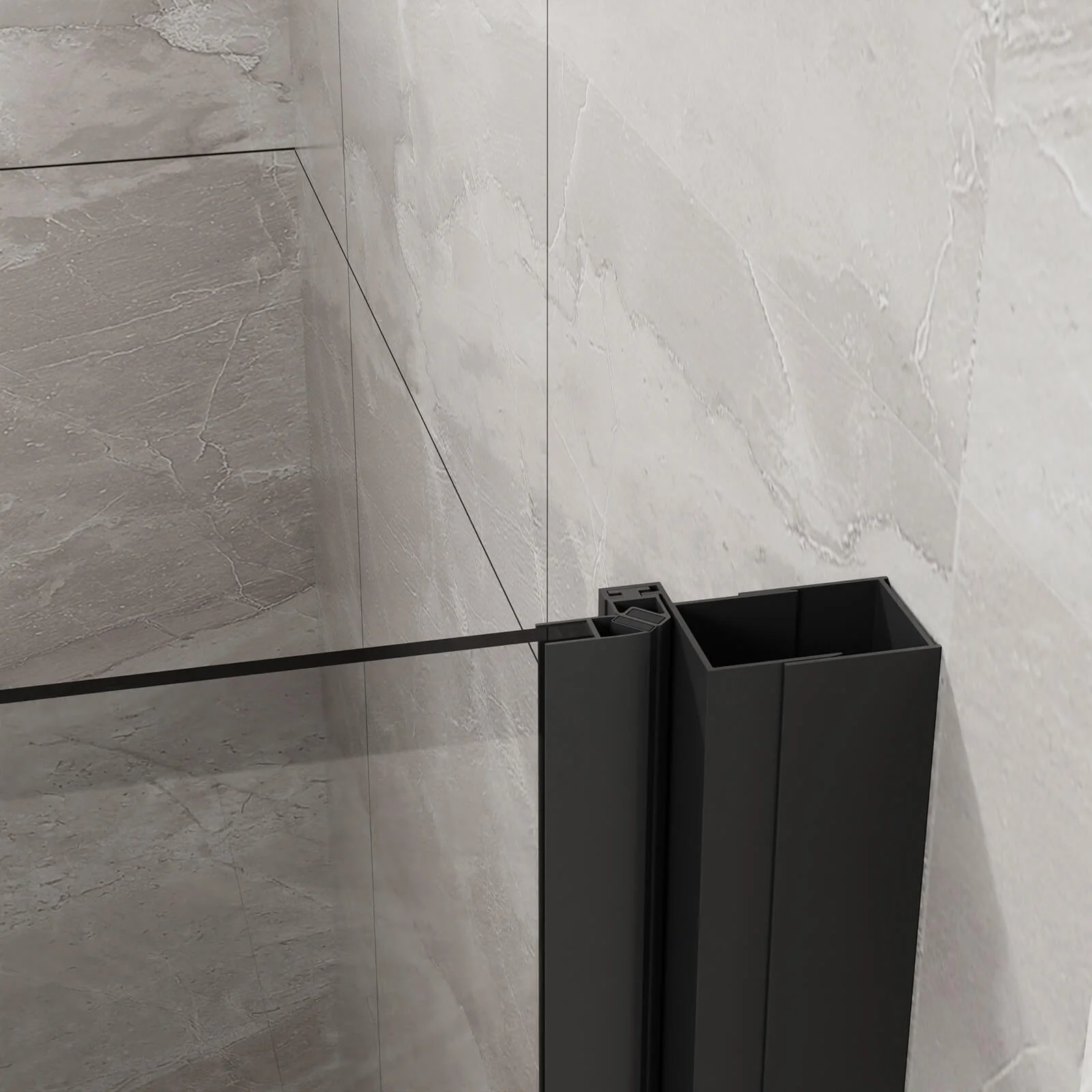 34"-35.2" x 72" Black Pivot Shower Door Kit with Tempered Glass and Acrylic Shower Pan - Image 8